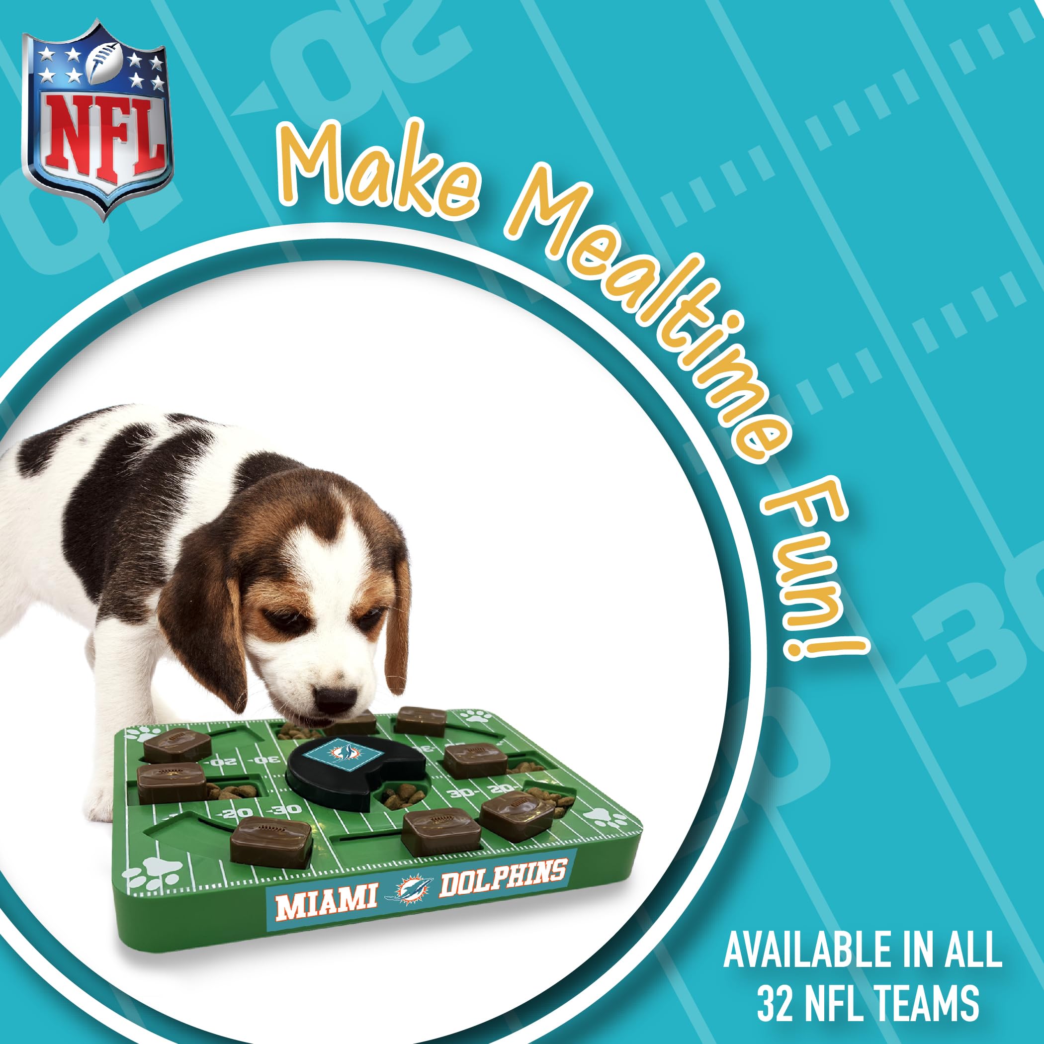 Pets First NFL Miami Dolphins Interactive Dog Treat Puzzle Toy - Standard Size, Engaging Puzzle for Dogs