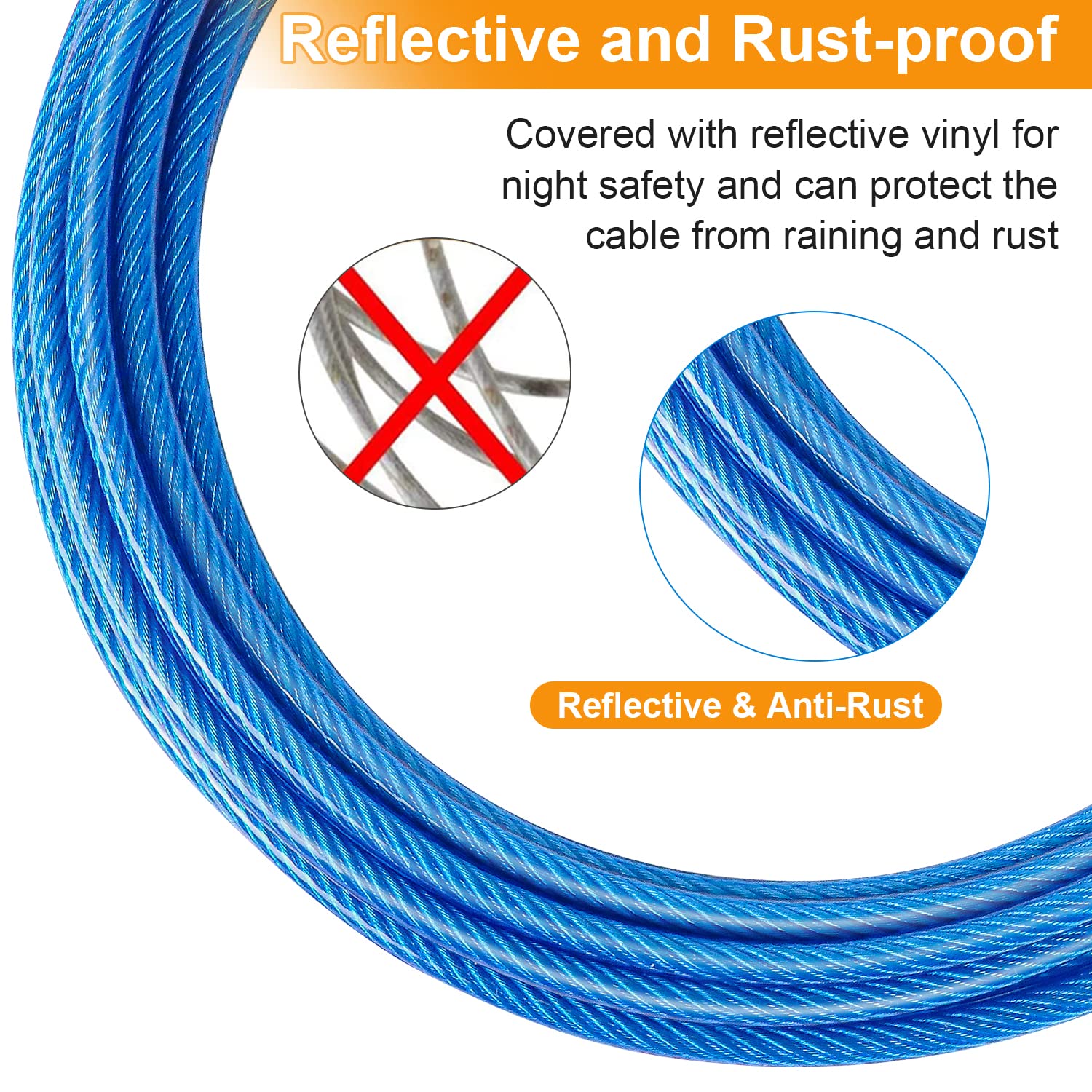 Tresbro 30 Ft Dog Tie Out Cable, Heavy Duty Dog Chains For Outside With Spring Swivel Lockable Hook, Pet Runner Cable Leads For Yard, Blue Dog Line Tether For Small Medium Large Dogs Up To 500 Lbs
