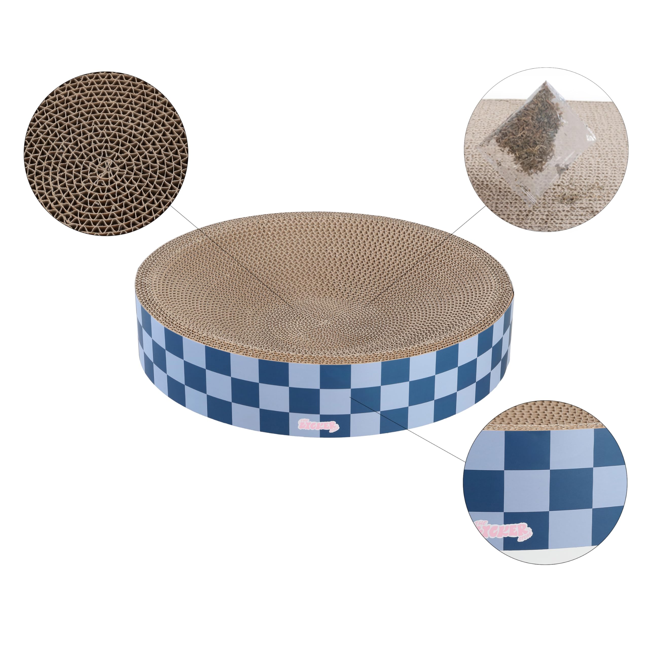 The Licker Store Csr1010B Nelson 20.13' Modern Cardboard Round Bowl Cat Scratcher With Catnip, Blueberry
