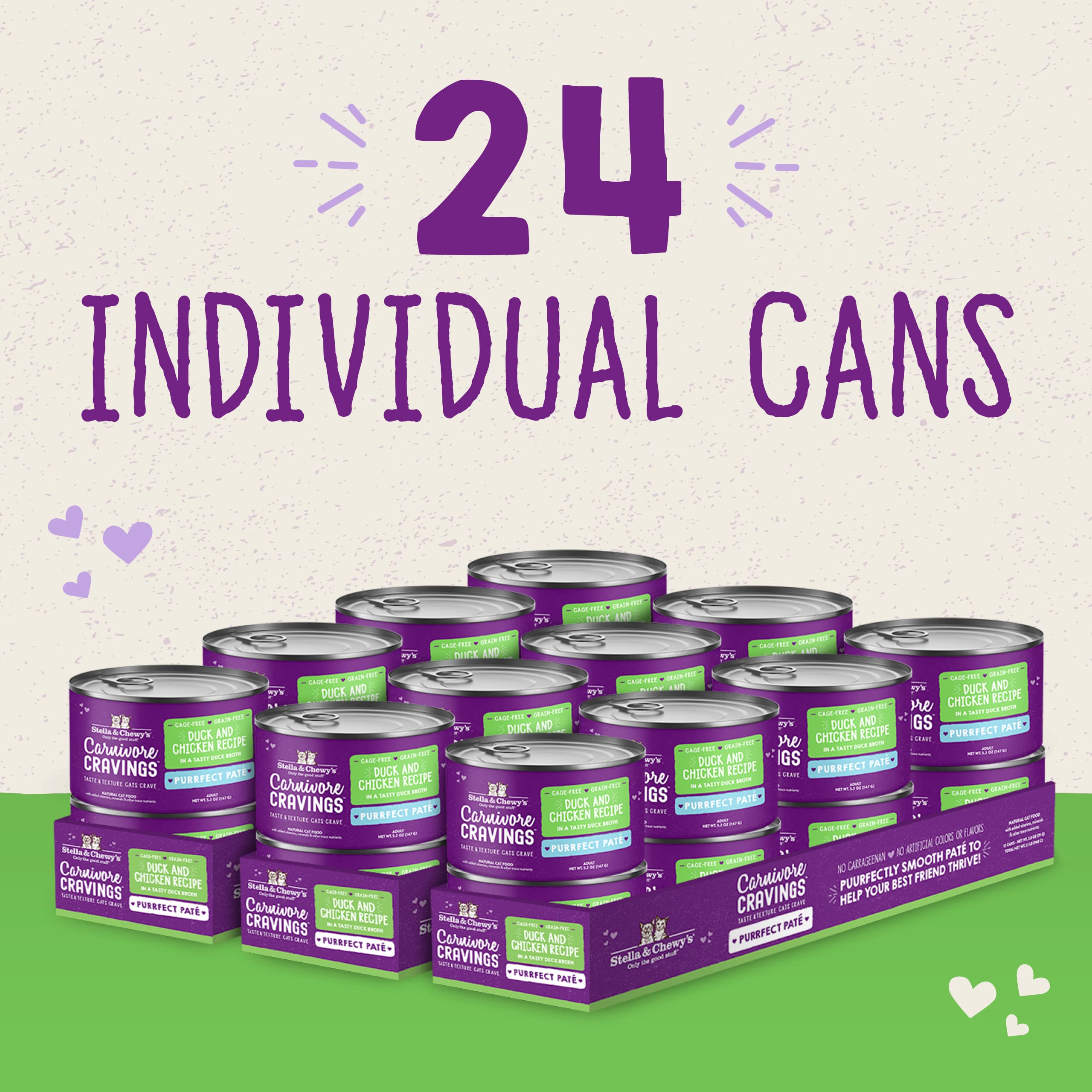 Stella & Chewys Carnivore Cravings Purrfect Pate Cans - Grain Free, Protein Rich Wet Cat Food - Duck & Chicken Recipe - (2.8 Oun