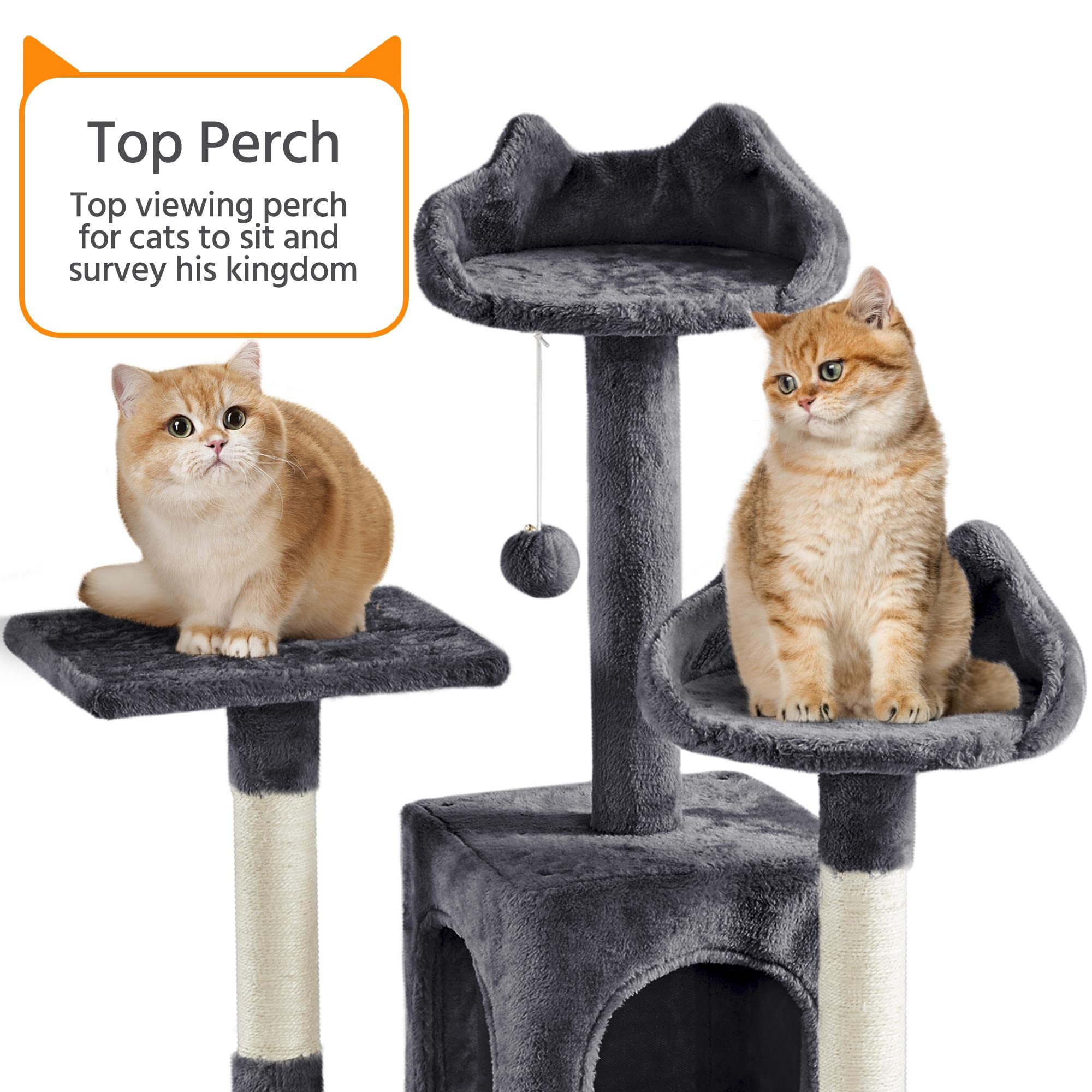 Yaheetech Xl Cat Tree, 72In Multi-Level Cat Tower With 2 Cozy Caves, 3 Soft Perches, Scratching Posts, Board, And Dangling Ball,