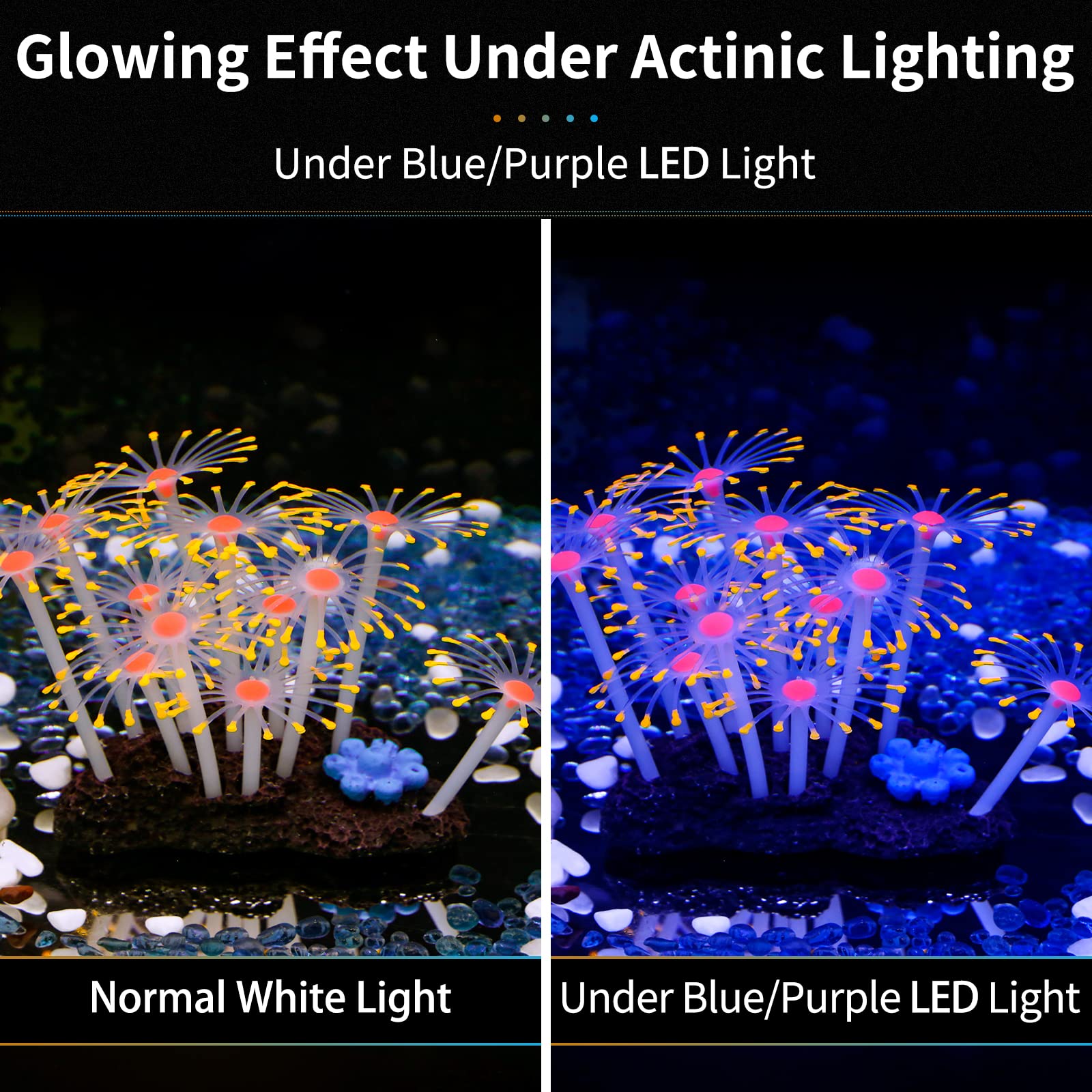Uniclife Glowing Effect Artificial Coral Plant For Fish Tank, Decorative Aquarium Ornament, Orange