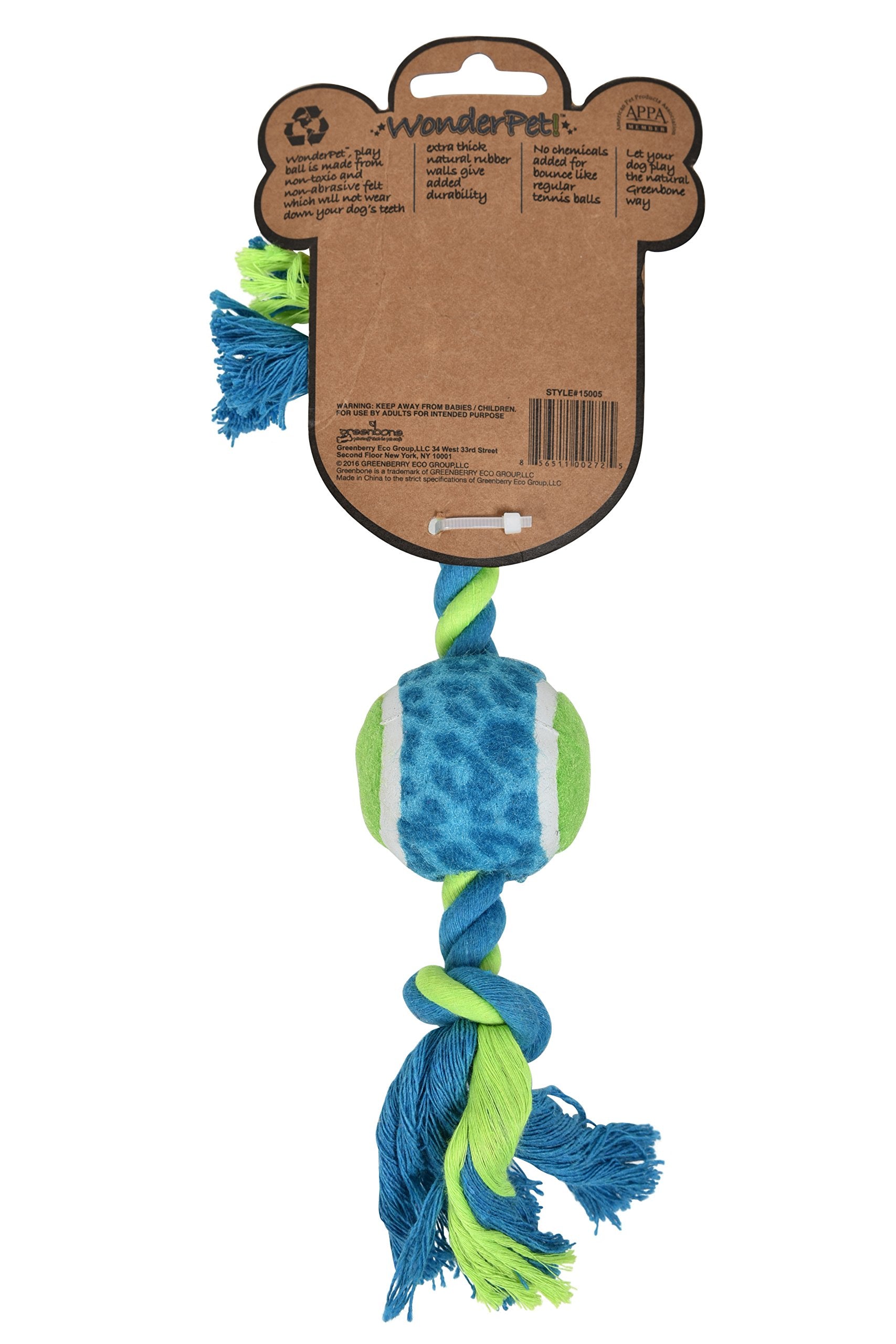Greenbone Wonderpet Pull n Play Mini Double Knot Tennis Ball Toys for Small Dogs - Durable, Engaging Playtime