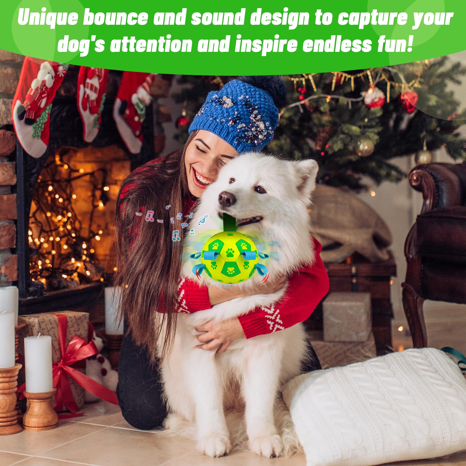 Qdan Interactive Dog Toys, Moving Dog Balls With Straps, Remote Control, Jumping Rolling Bouncing Soccer Ball For Dogs For Small