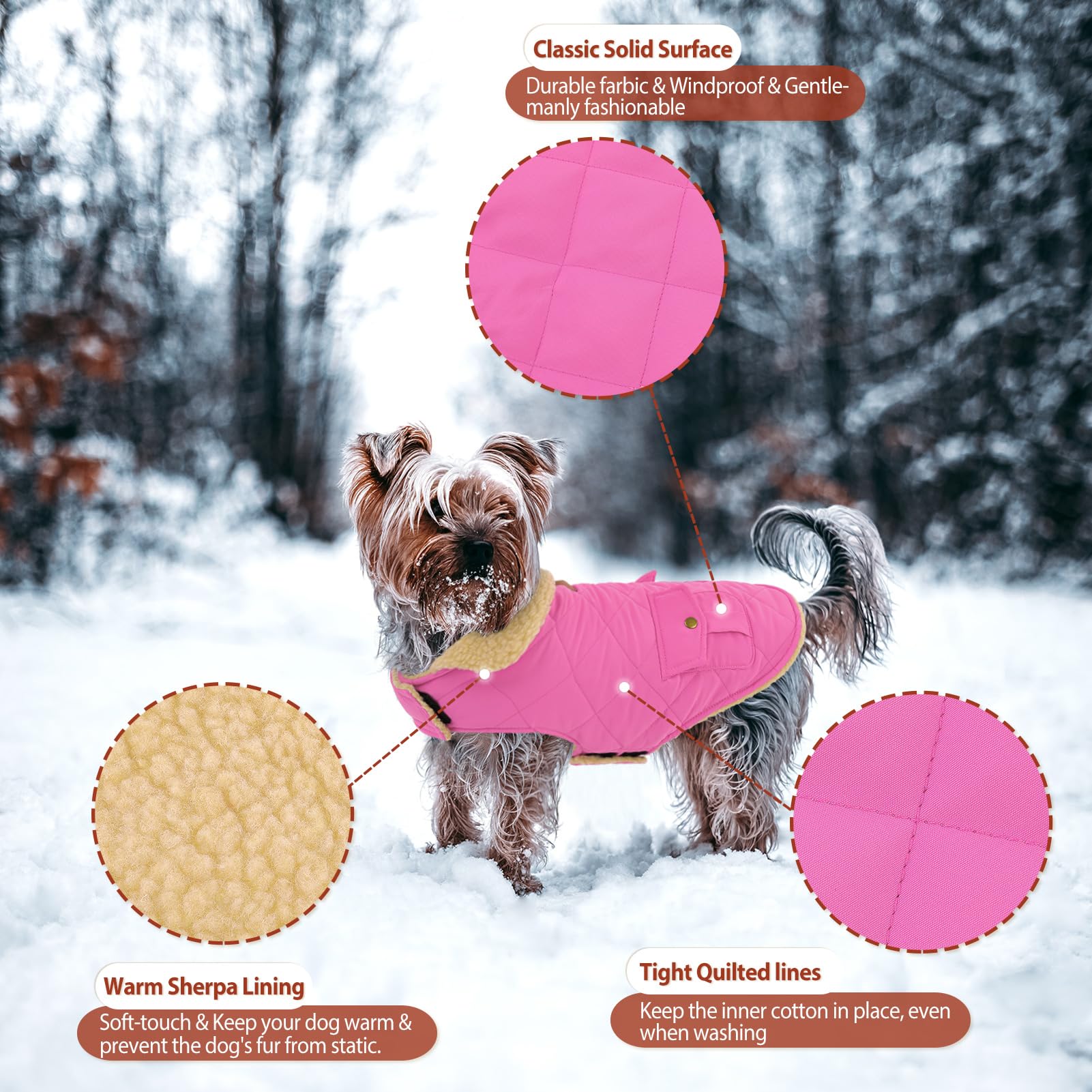Winter Coat For Medium Dogs, Puppy Plaid Jacket, Cotton Coat For Cold Weather, Windproof Warm Dog Garments, Pet Thickened Outfit
