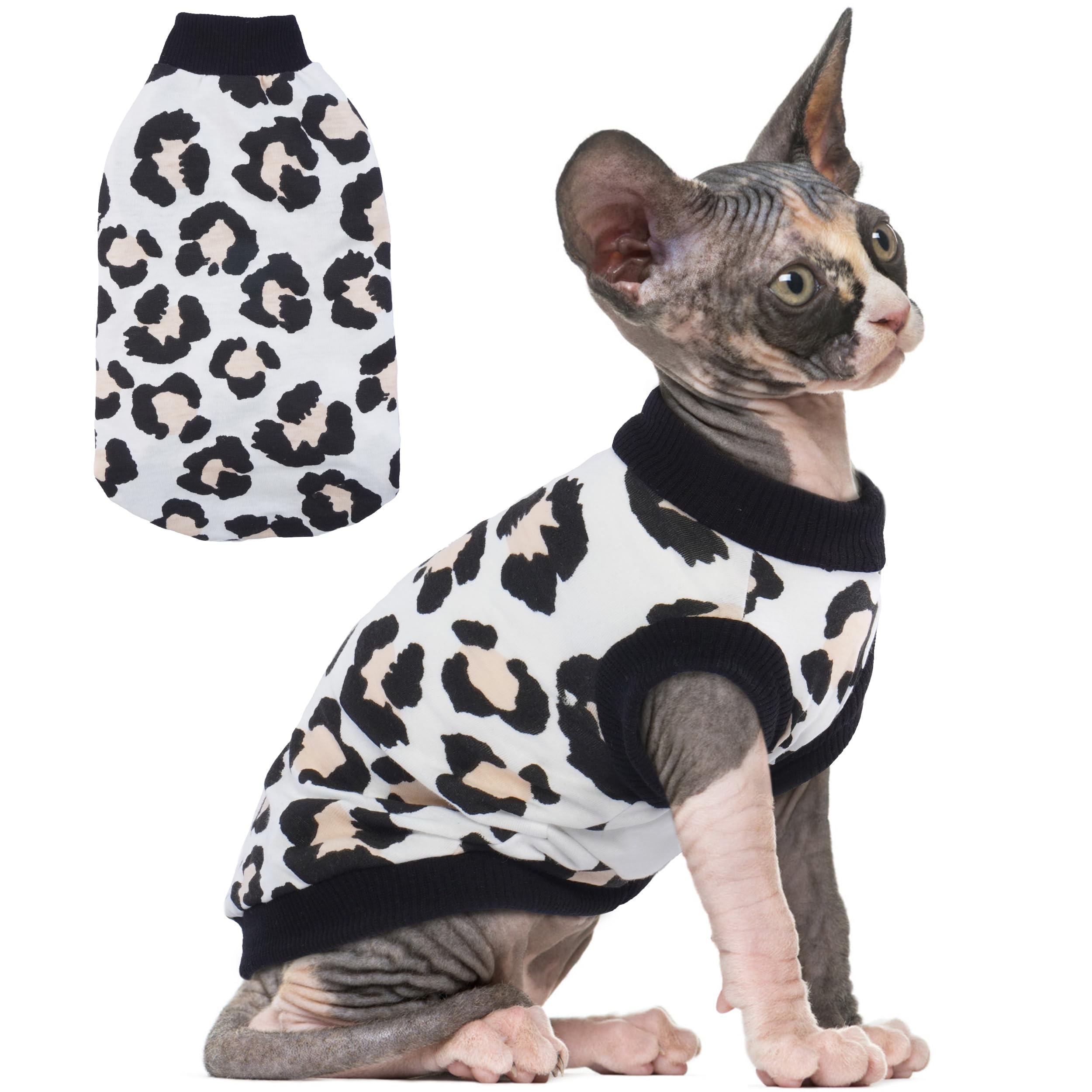 Pumyporeity Sphynx Cat Clothes - Stretchy Sweater, Soft Shirt, Pullover Pajamas, Turtleneck For Sphynx, Cornish Rex, Devon Rex -
