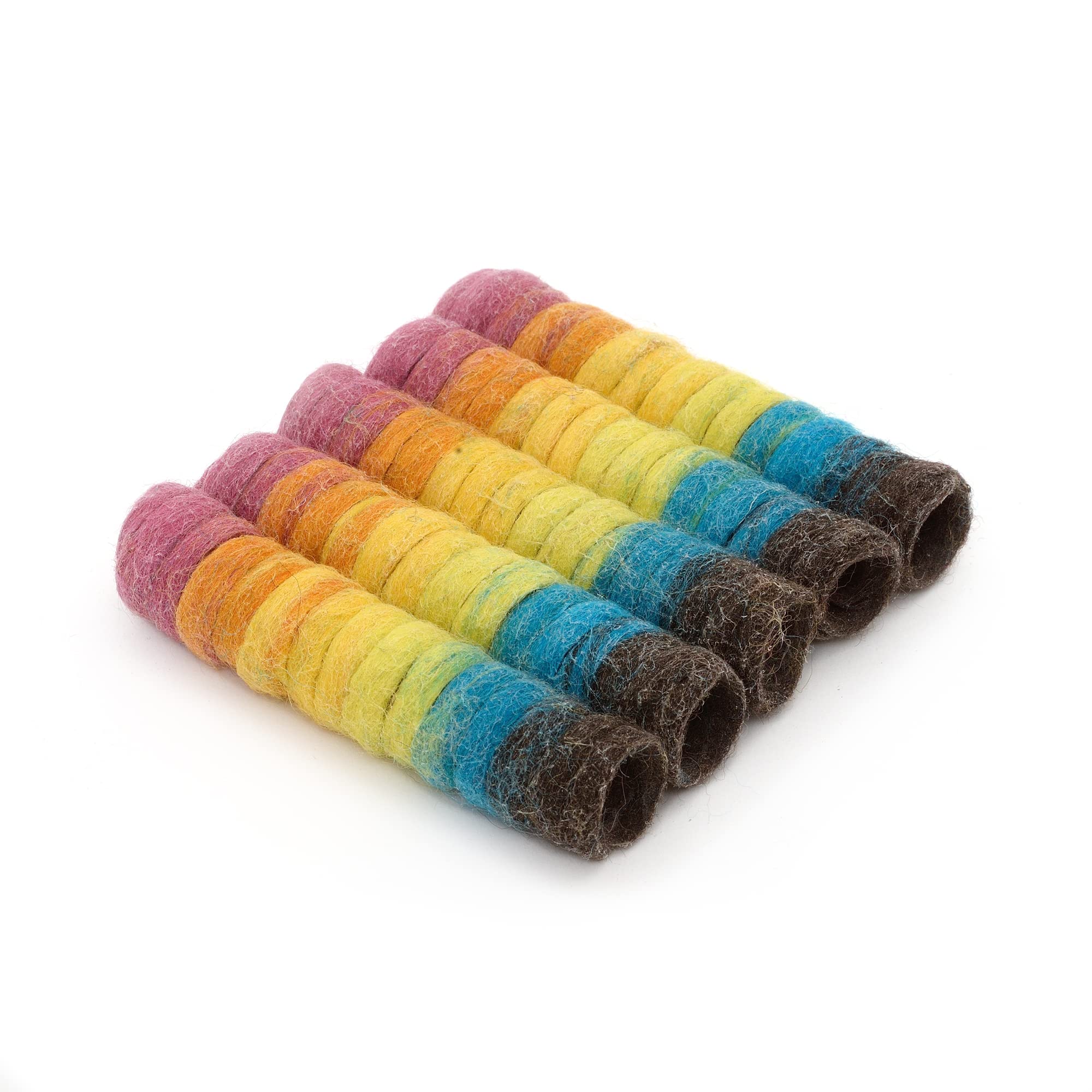 Glaciart One Cat Toy Set - 5 Pcs Soft Wool Interactive Toys - 30” Long, Safe for Pets, Non-AZO Dyes, Spiral Design