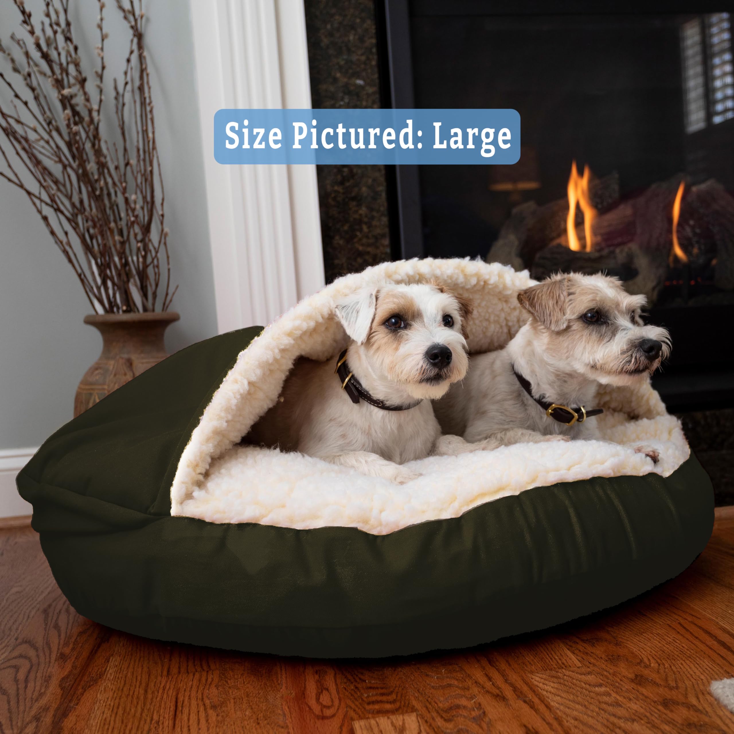 Snoozer Classic Poly-Cotton Cozy Cave Pet Bed, Extra Large, Olive