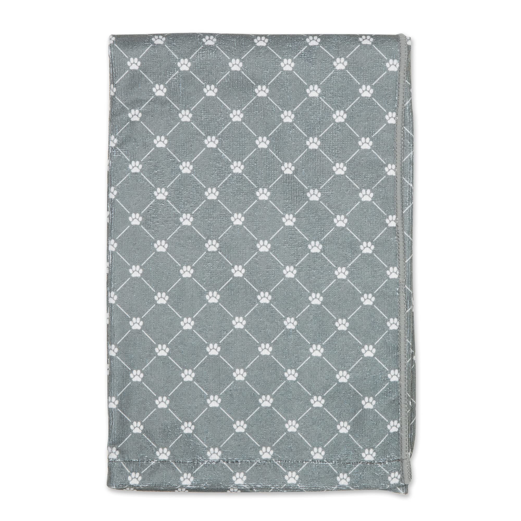 Bone Dry Pet Grooming Towel Collection Absorbent Microfiber X-Large, 41x23.5", Trellis Gray