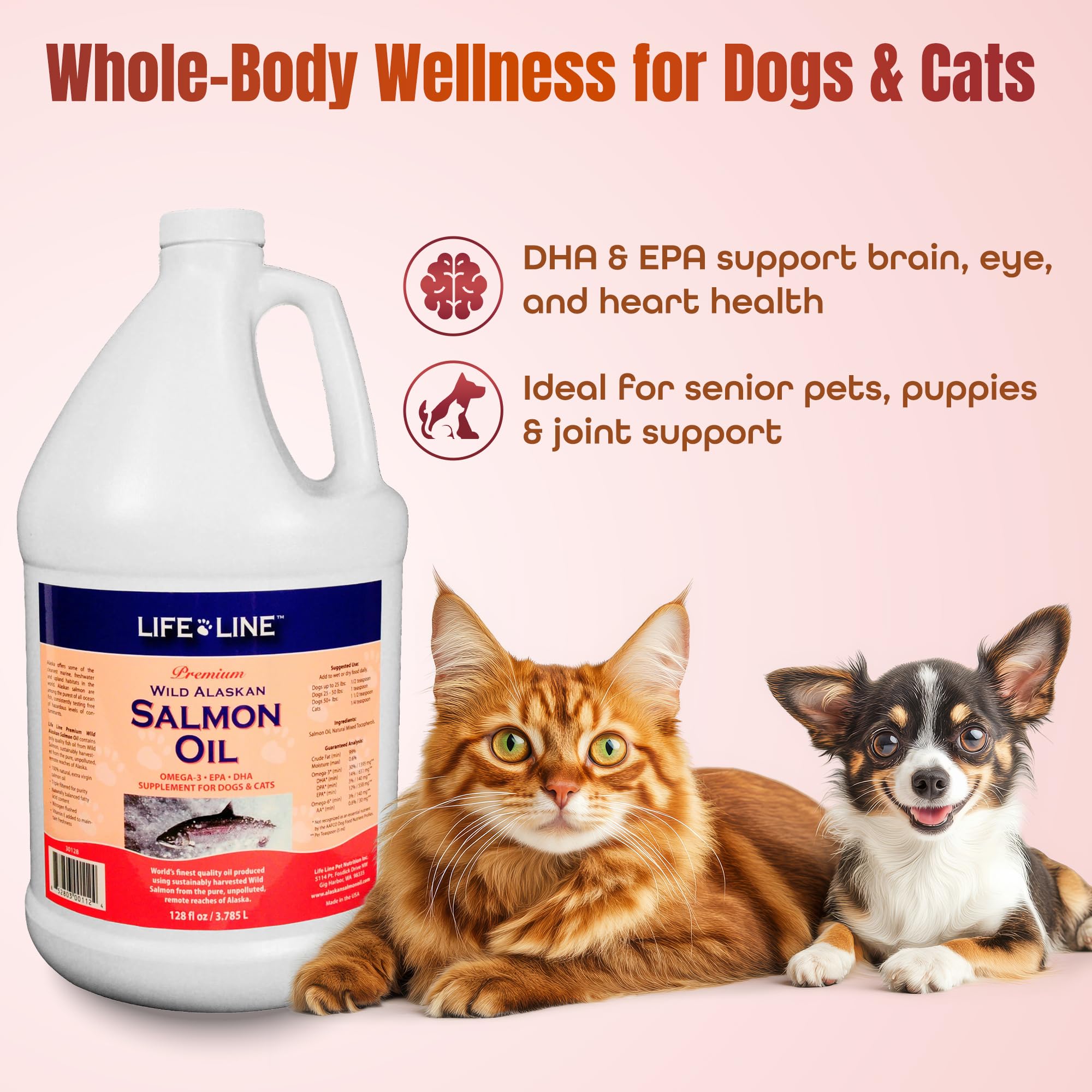 Life Line Pet Nutrition Wild Alaskan Salmon Oil Size: 128 fl oz.