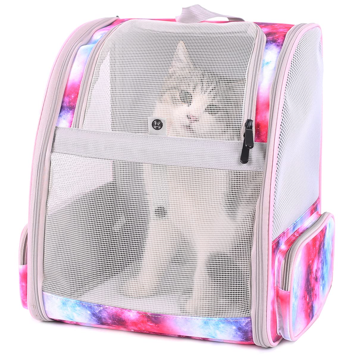 Pimoka Galaxy Pink Pet Carrier Backpack for Cats and Small Dogs, Backpack for Kitten Bunny Airline Approved Travel Hiking Campin