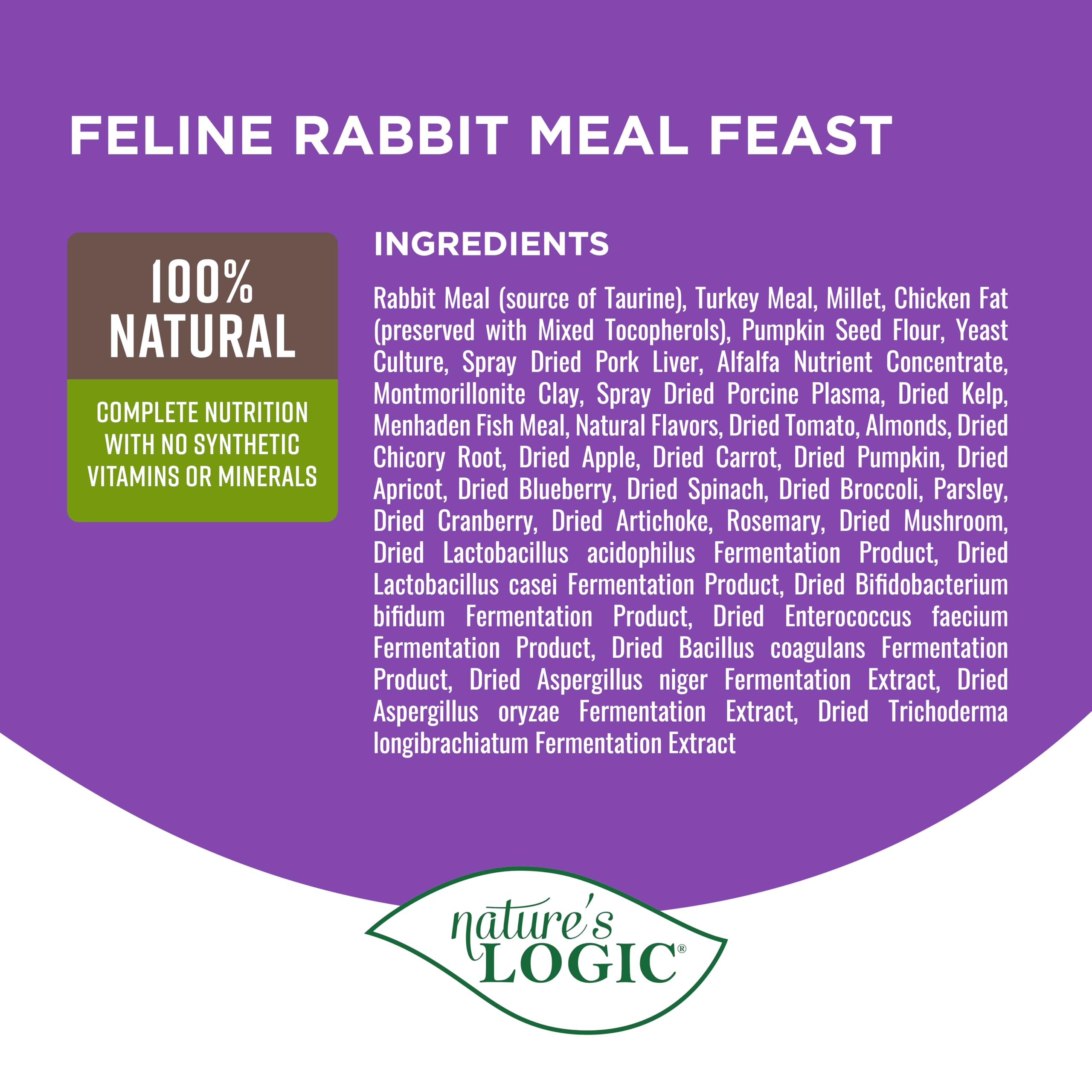 Natures Logic Rabbit Dry Cat Food (1 Pack), 15.4 lb