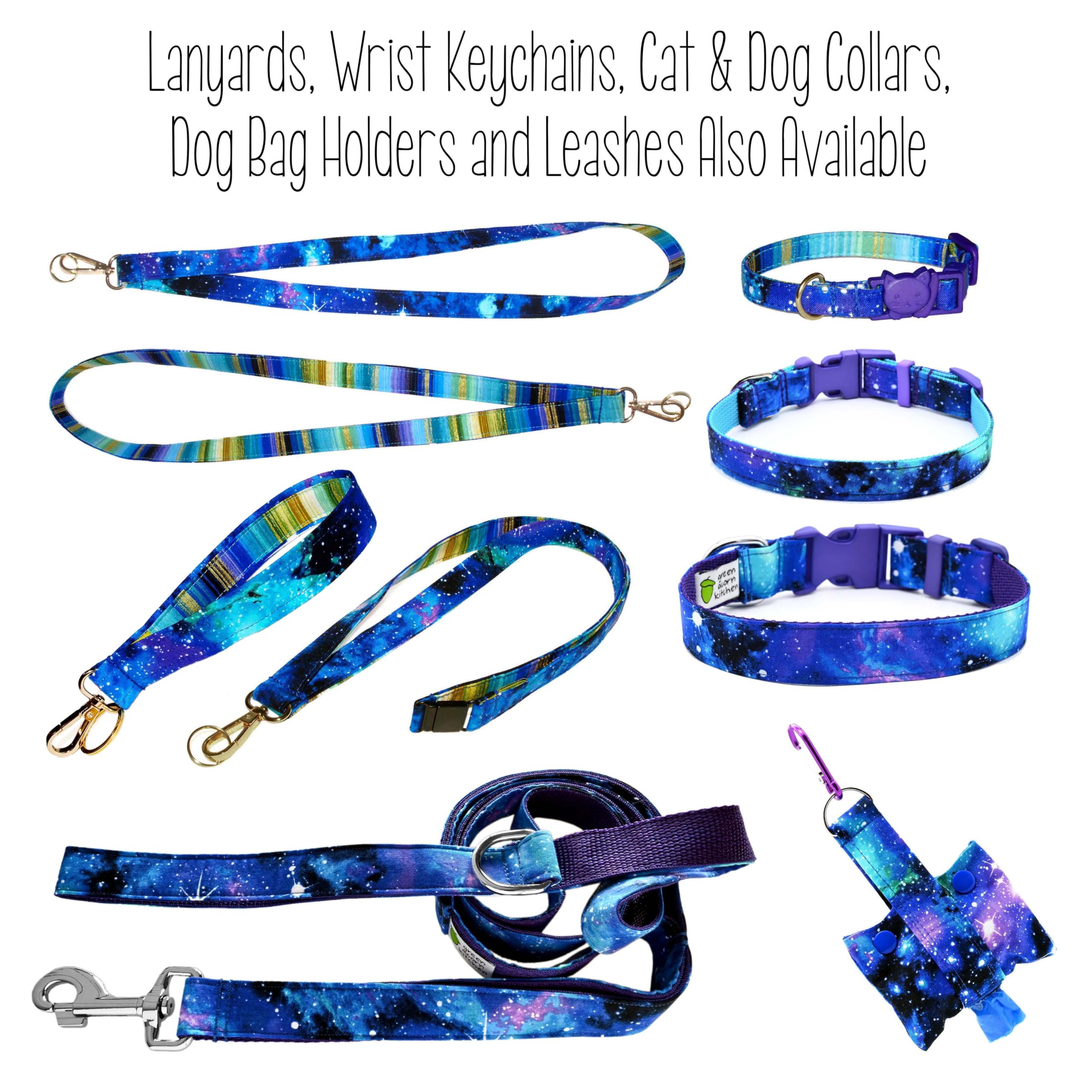 Galaxy Cat Collar - Outer Space Cosmos Of Blue And Purple - 100% Cotton - 3/8 Inch Wide - 2 Sizes - Breakaway Safety Buckle- Han
