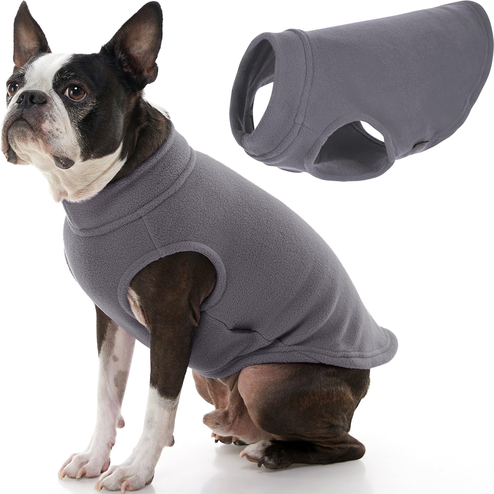 Gooby Stretch Fleece Vest Dog Sweater - Gray, Large - Warm Pullover Fleece Dog Jacket - Winter Dog Clothes For Small Dogs Boy Or Girl - Dog Sweaters For Small Dogs To Dog Sweaters For Large Dogs