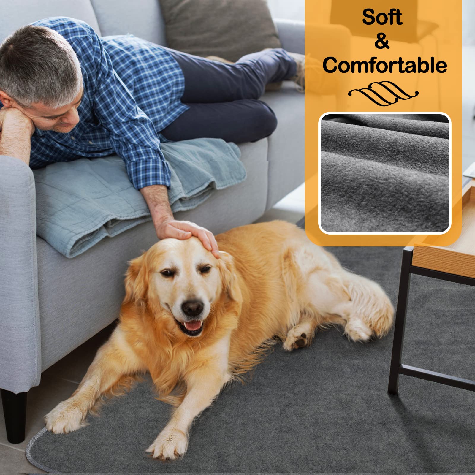 LOOBANI Non-Slip Washable Dog Pee Pad, Extra Large 82x82in, Gray, TPU Material, Ideal for Incontinence and Housebreaking