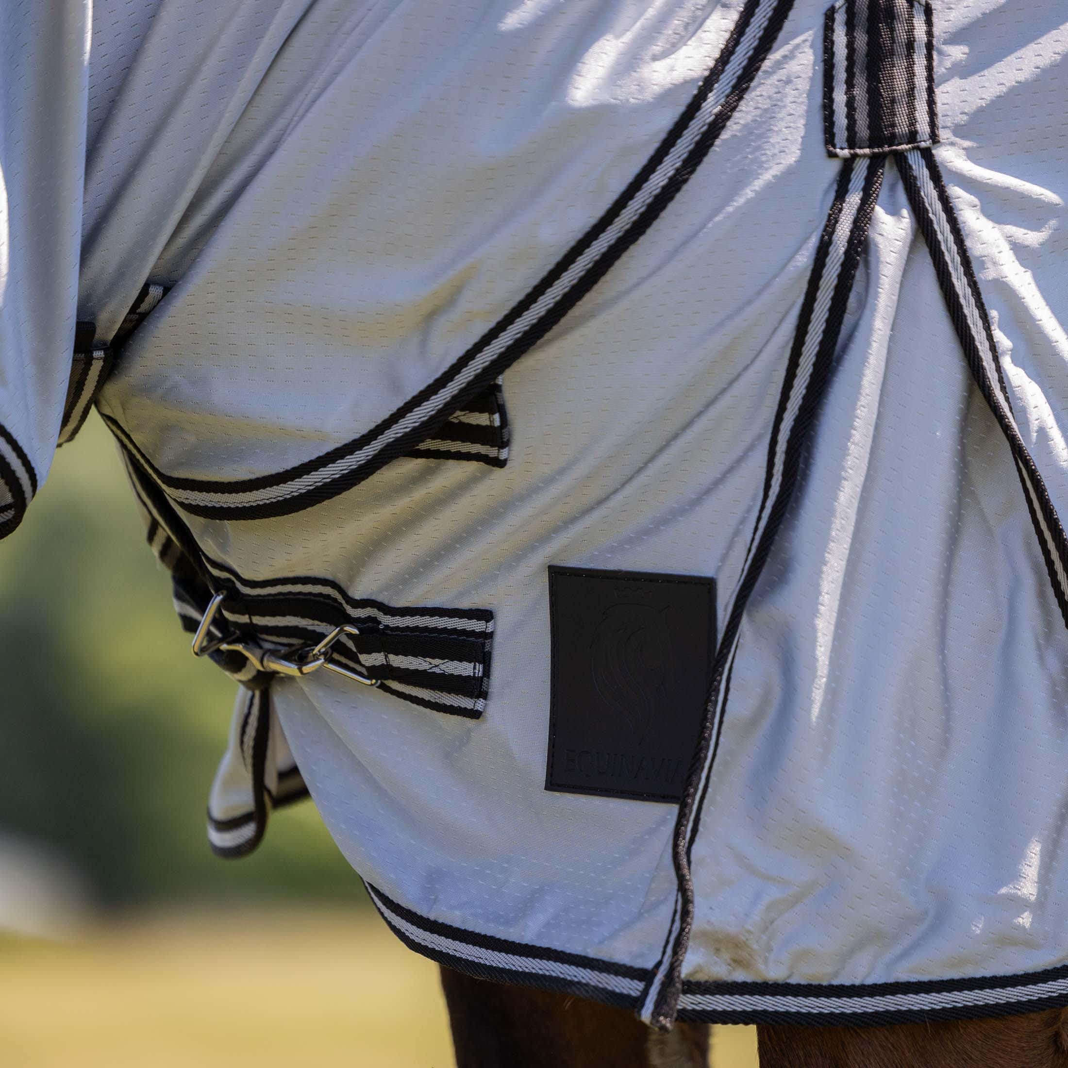 Equinavia Aktiv Athletic Detachable Neck Fly Sheet | Ultralight Poly Fabric | Extended Protection - Silver Gray - 81 In