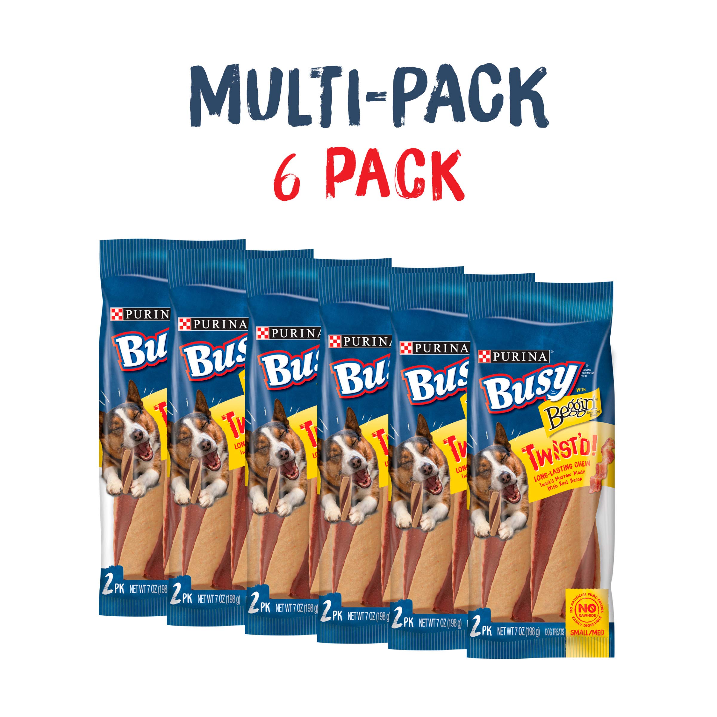Purina Busy With Beggin Made in USA Facilities Small/Medium Breed Dog Treats, Twistd - (Pack of 6) 2 ct. Pouches