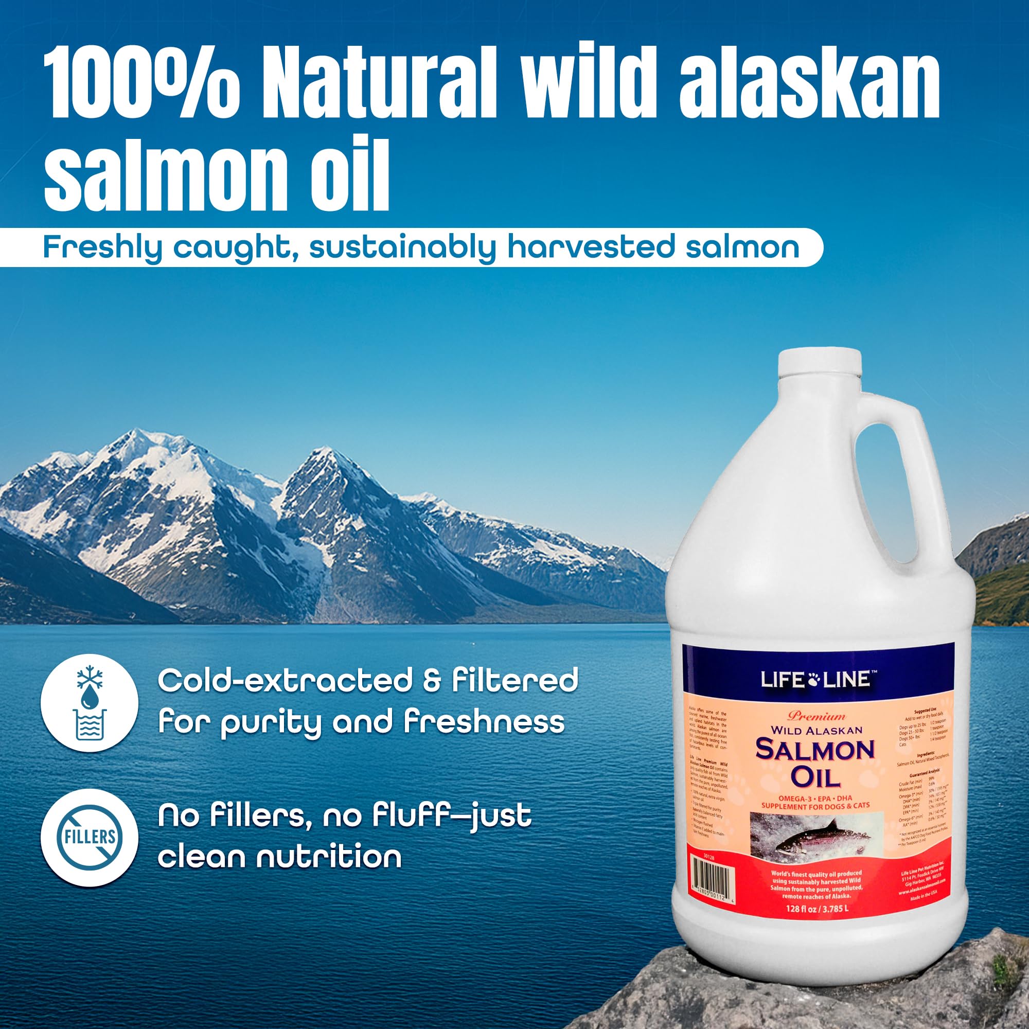 Life Line Pet Nutrition Wild Alaskan Salmon Oil Size: 128 fl oz.
