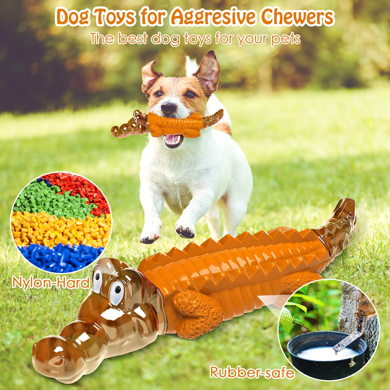 Jeefome Dog Toy for Aggressive Chewers – Durable Nylon Toy for Small, Medium & Large Dogs, Orange, Model csey-01