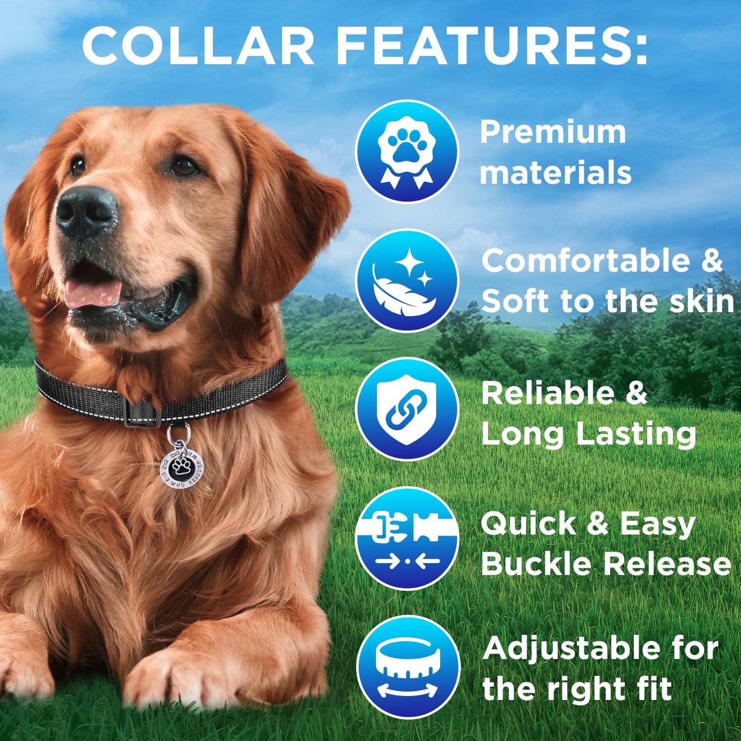 Teceum Reflective Pet Collar - Black - M - Extra Soft Padding - Basic Nylon Dog Collar - Quick Release Buckle - Fits Small, Medi
