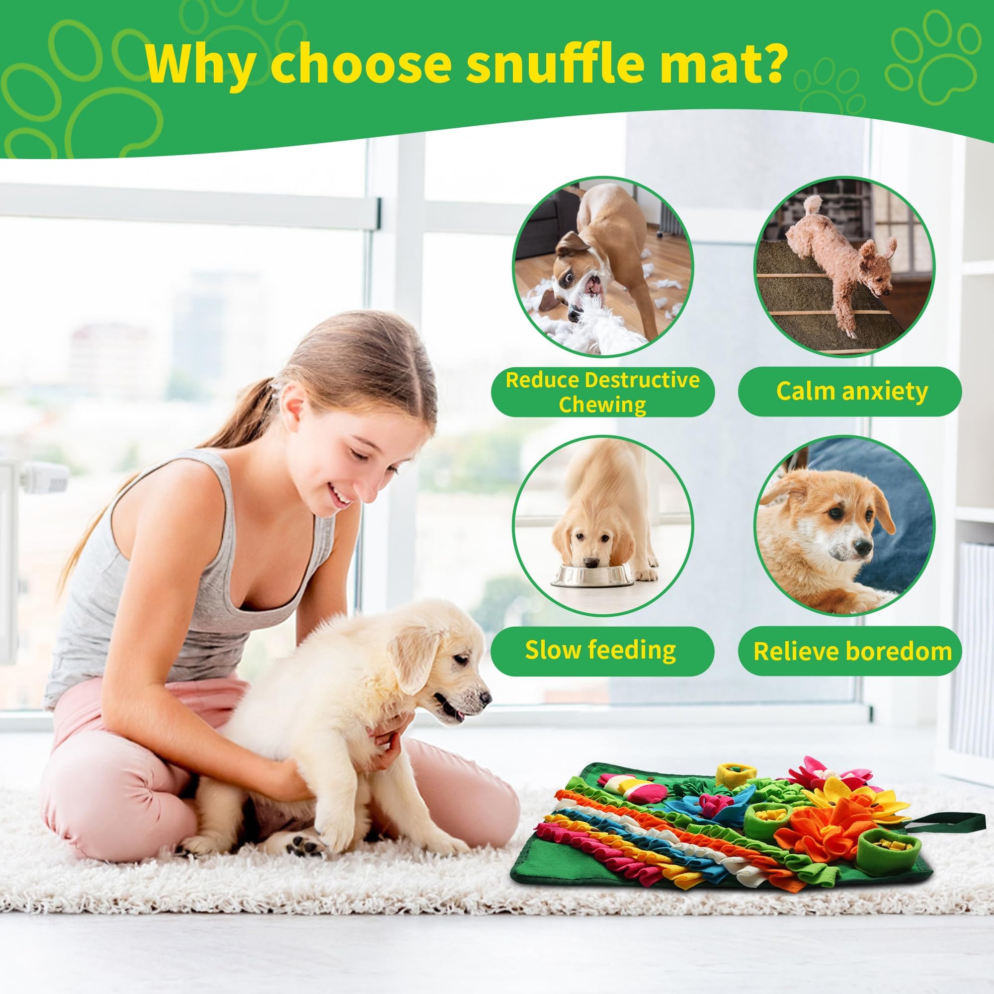 Banlangen Snuffle Mat for Dogs - Christmas Dog Interactive Puzzle Toy for Mental Stimulation, Anxiety Relief & Slow Feeding, Fun