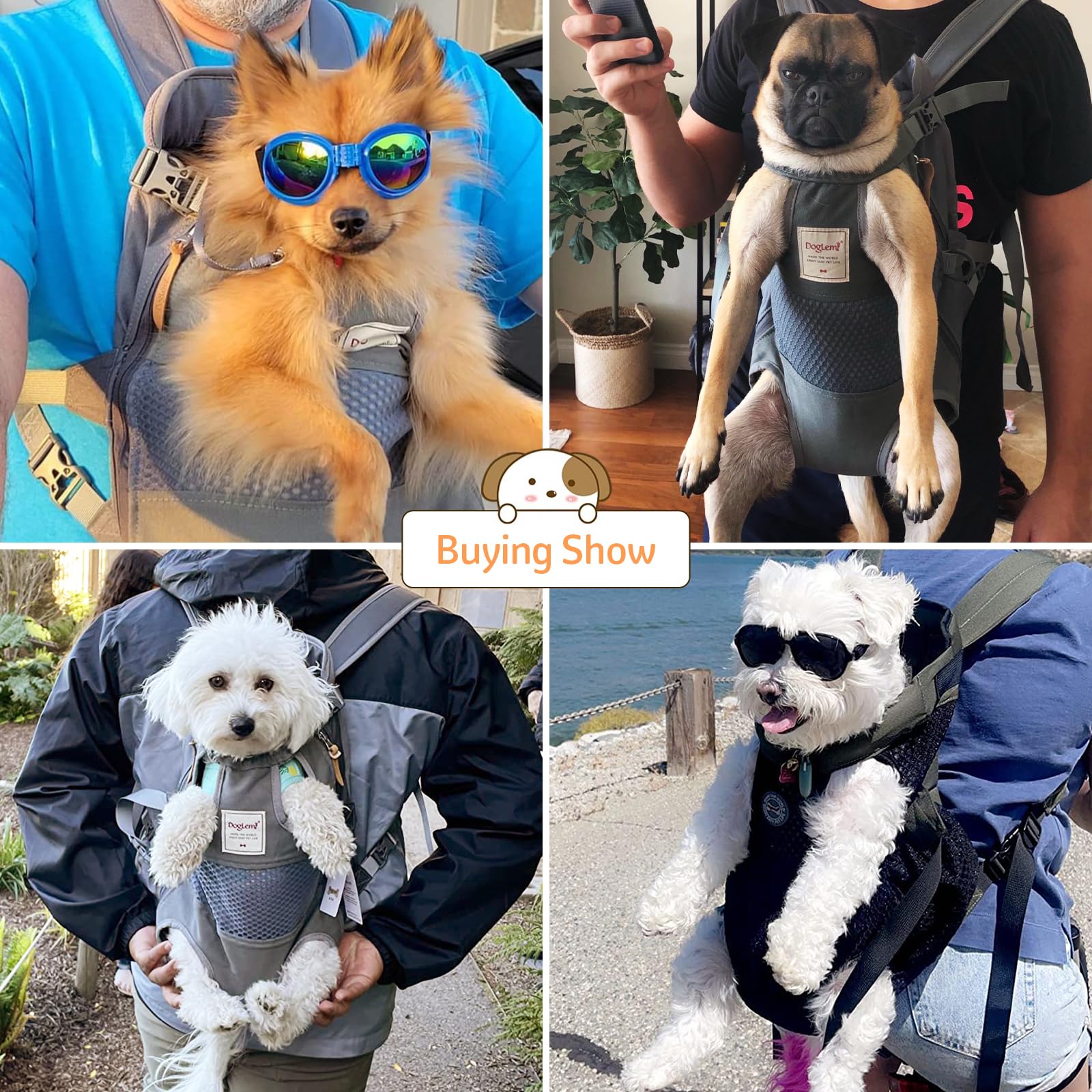 Dog Carrier Backpack, Pet Front Carrier Backpack Legs Out Dog Chest Carrier for Small Medium Dogs, Hands-Free Cat Backpack Carri
