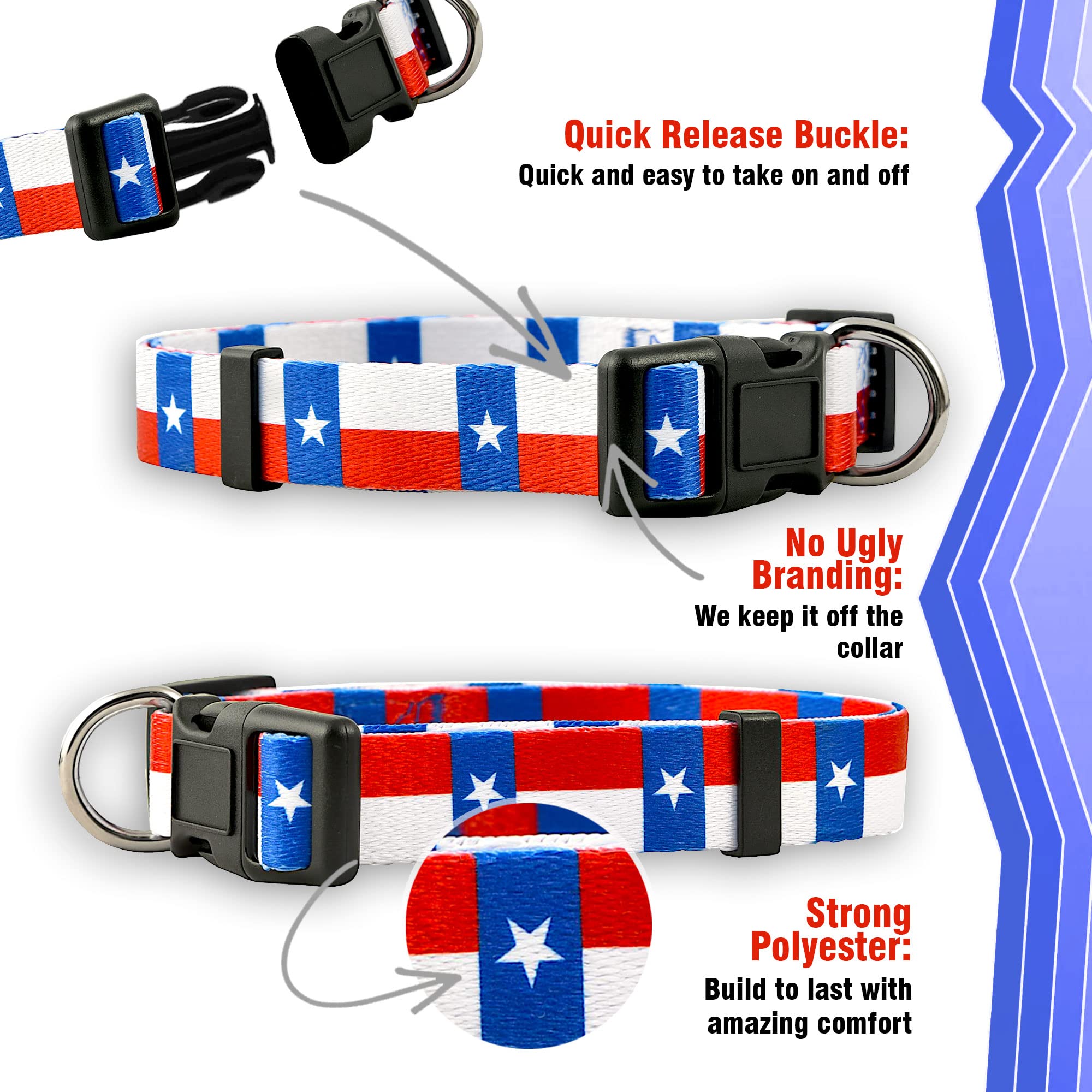 Native Pup Texas State Flag Dog Collar (Texas, Small)