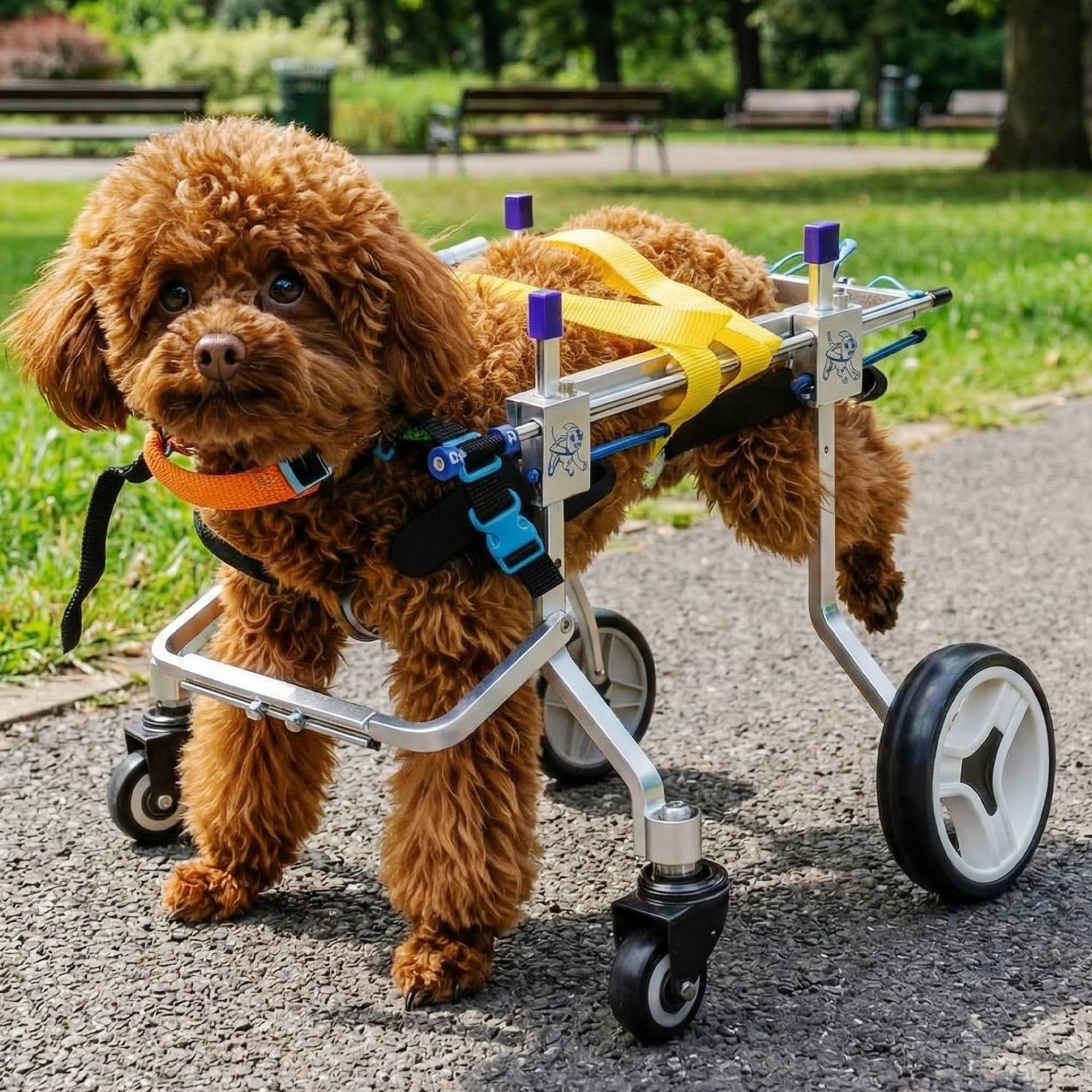 LetPetRun Four-Wheeled Adjustable Dog Wheelchair, Lightweight Mobility Bicycle Trailer for Disabled Pets, Easy to Assemble, Supp