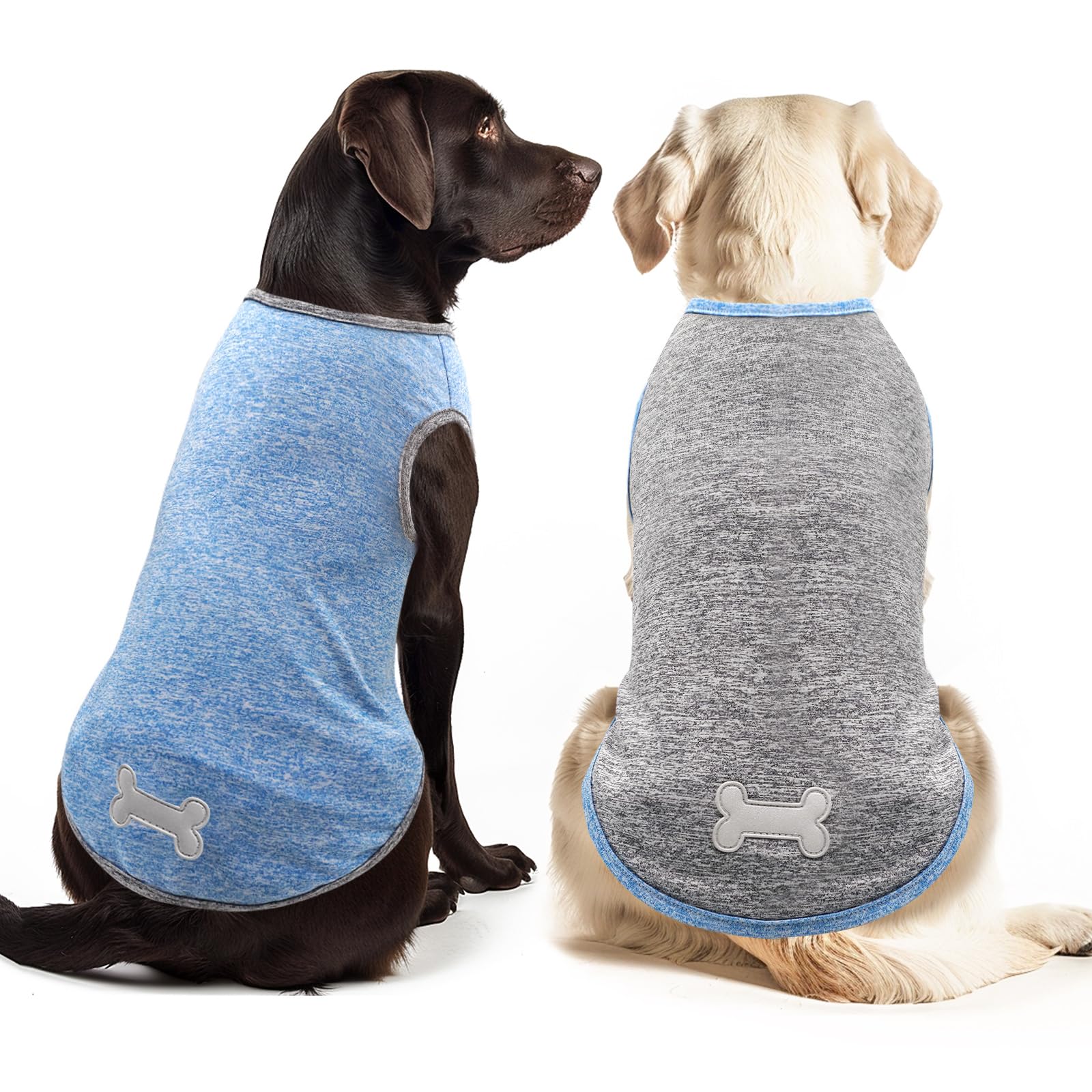 Kyeese 2 Pack Dog Shirts For Large Dogs Quick Dry Breathable Stretchy Sun Protection Pet T-Shirts With Reflective Label Tank Top