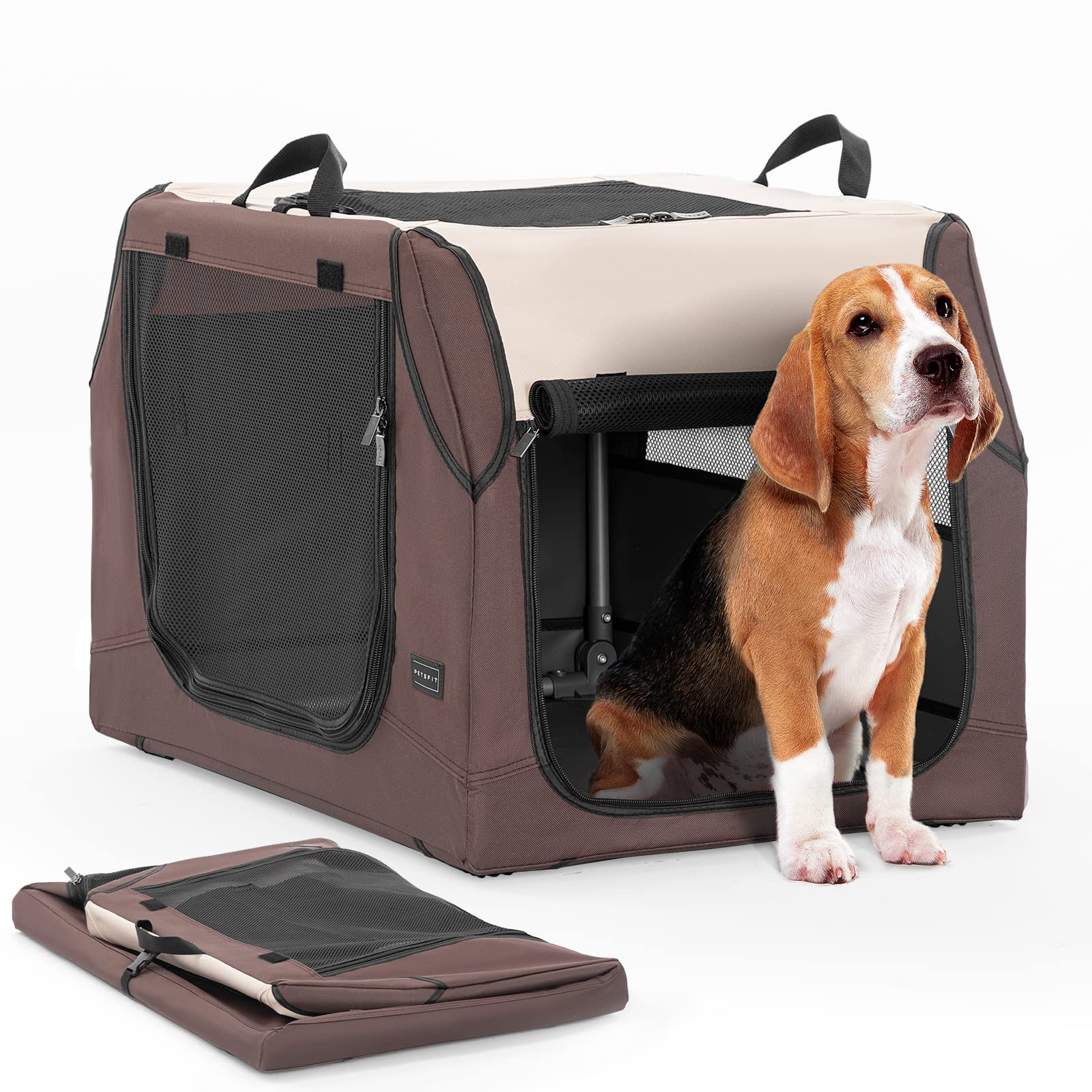 Petsfit Soft Dog Crate With Tilt Angle 30 Inch, Fit For Car Seats And Trunks, Multiple Carrying Options, Chew Proof Ideal For Dog Travel
