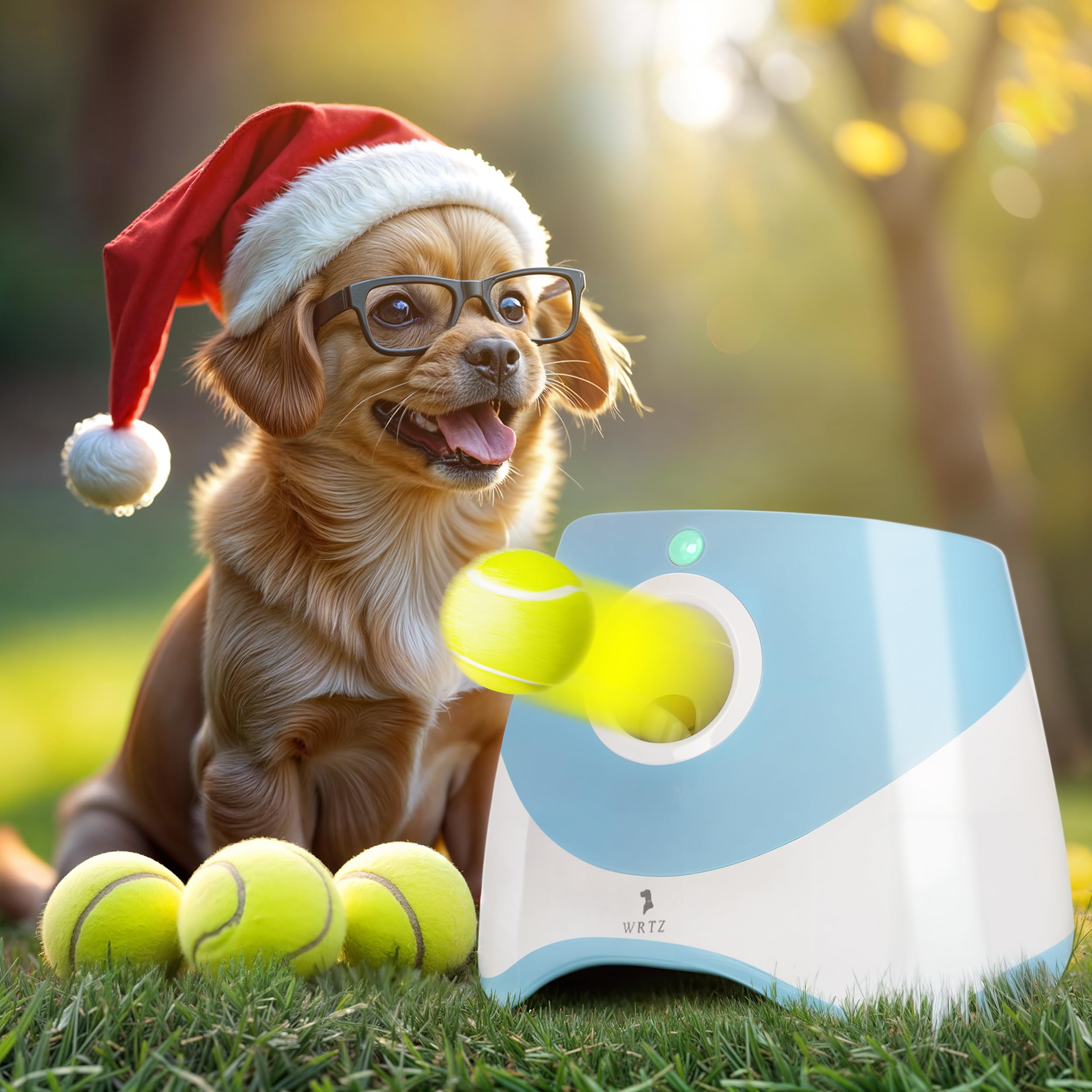WRTZ Automatic Dog Ball Launcher for Small and Medium Dogs - Dog Ball Thrower for Indoor Outdoor with 3 Adjustable Distance Sett