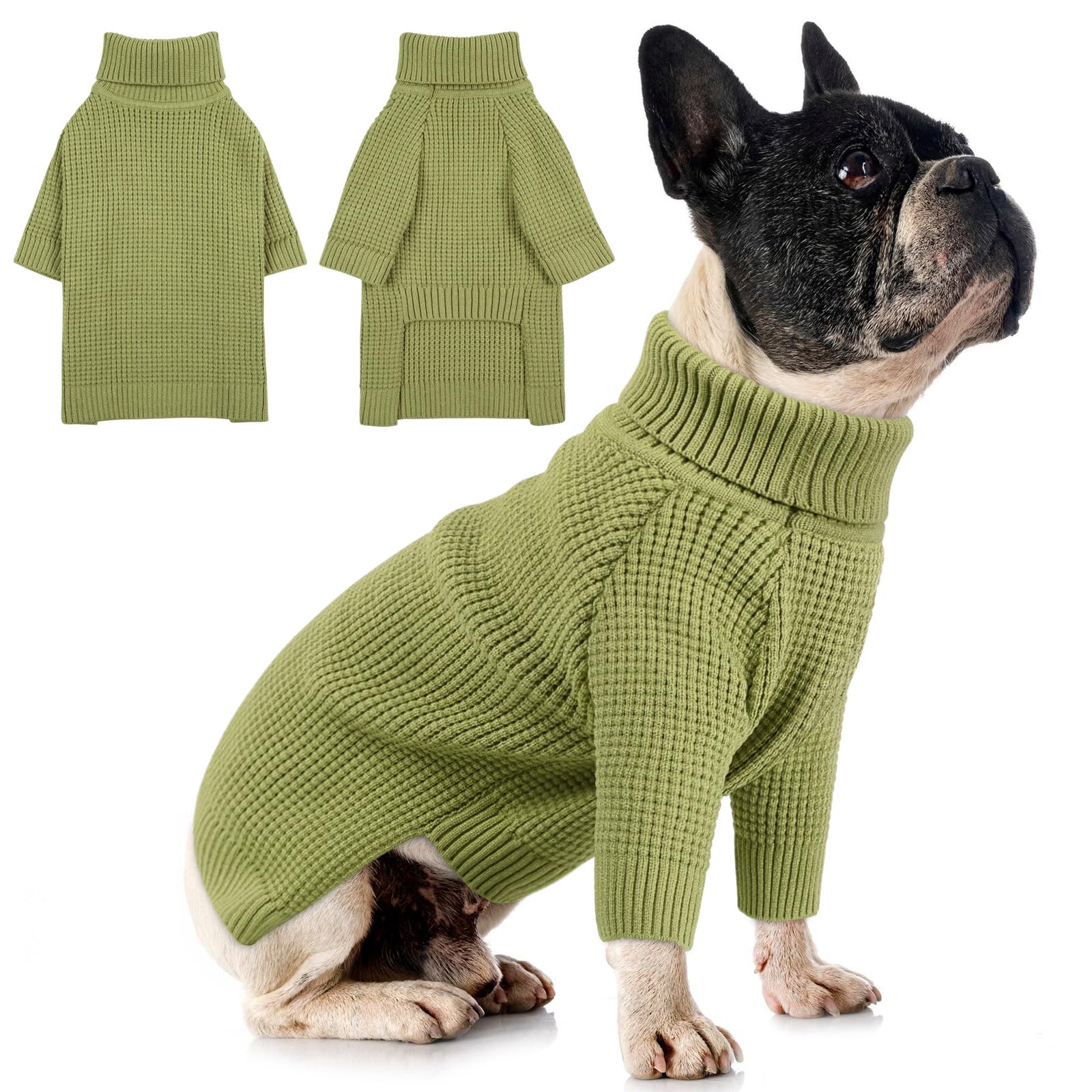 Queenmore Medium Dog Sweater, Check Pattern Knitted Cat Sweater, Warm Dog Sweaters For Medium Dogs, Solid Pull-On Sweater For Ca
