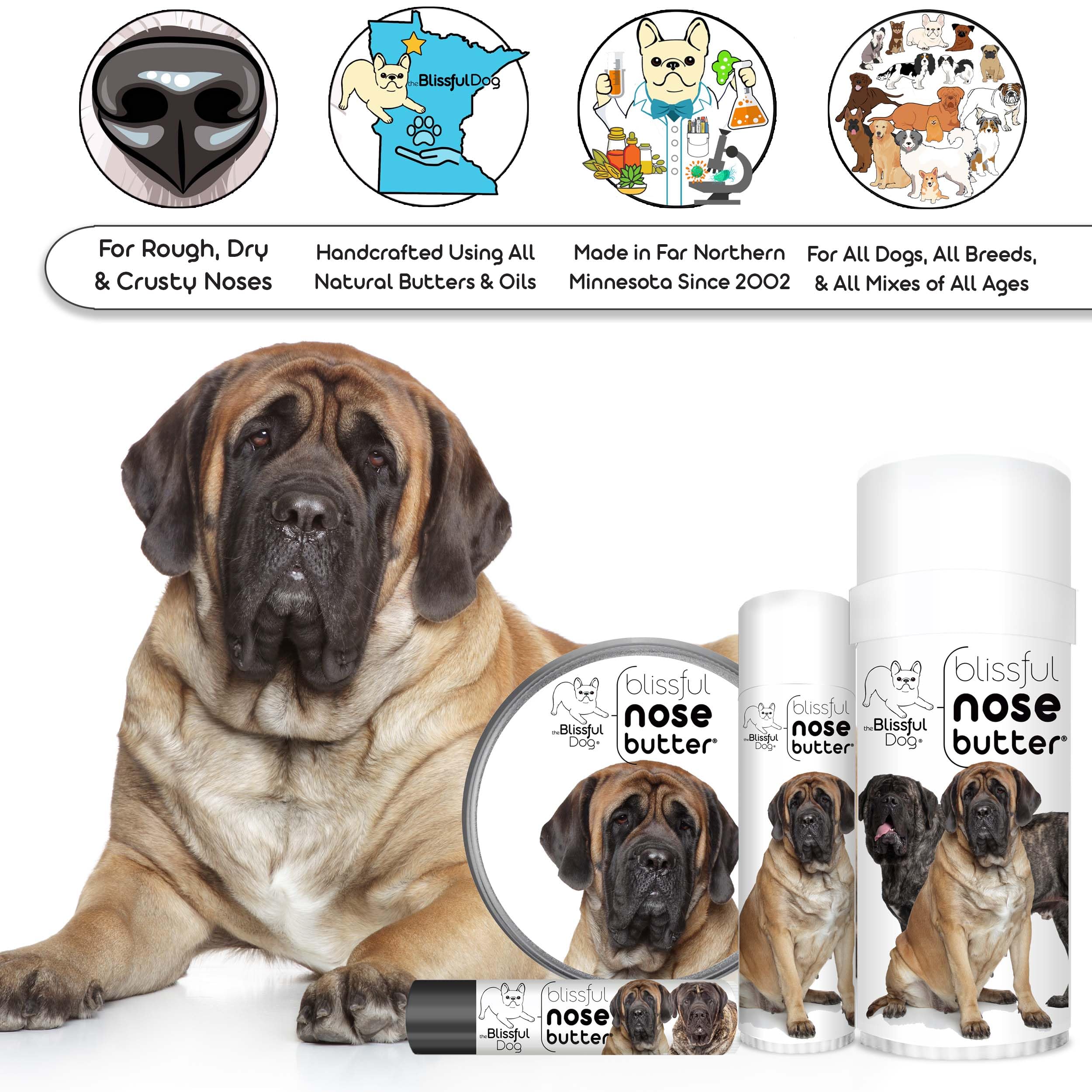 The Blissful Dog Mastiff Unscented Nose Butter - Dog Nose Butter, 4 Ounce