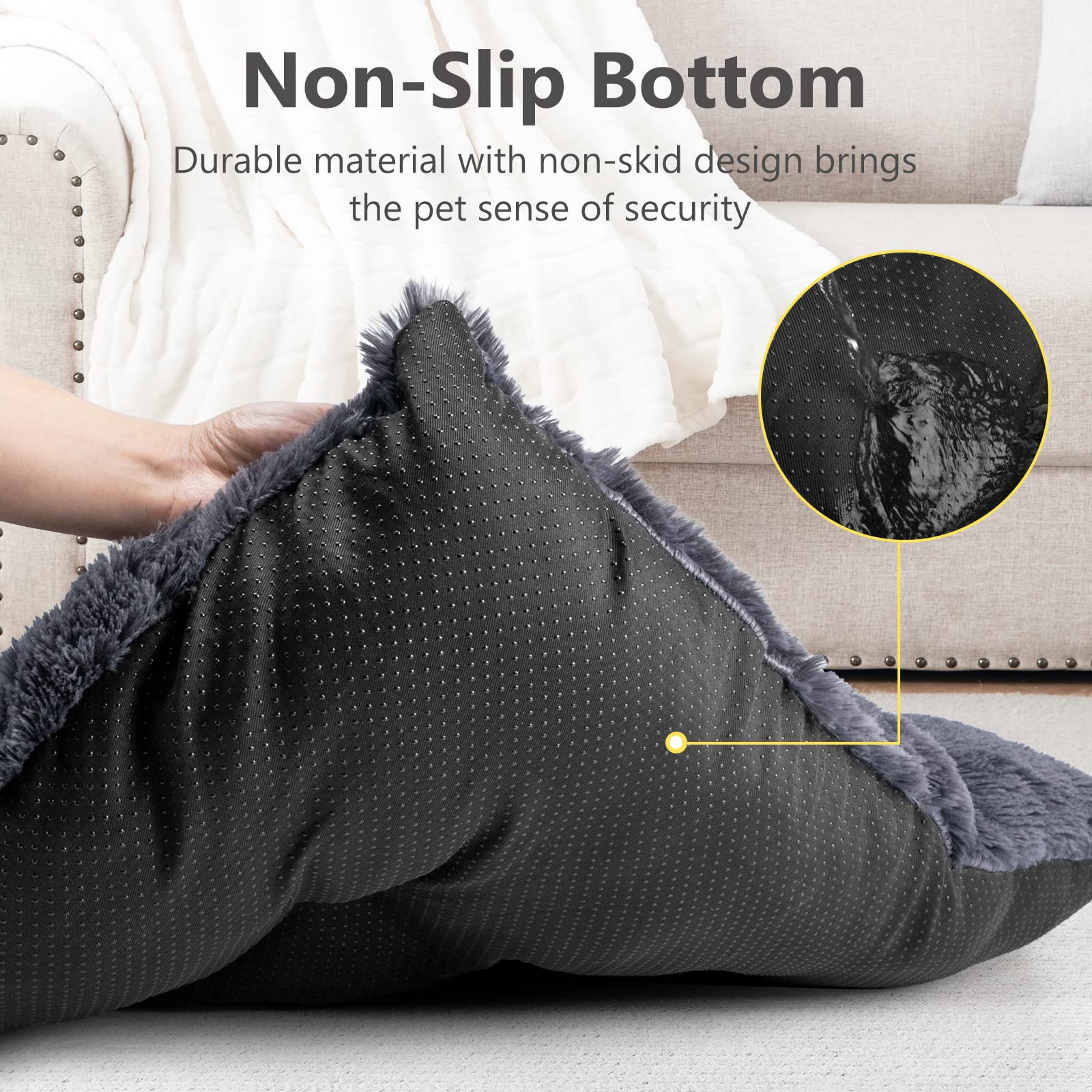 Joejoy Large Dog Bed Crate Pad, Deluxe Plush Washable Dog Beds Fulffy Soft Kennel Pad Anti-Slip Pet Sleeping Mat For Extra Large