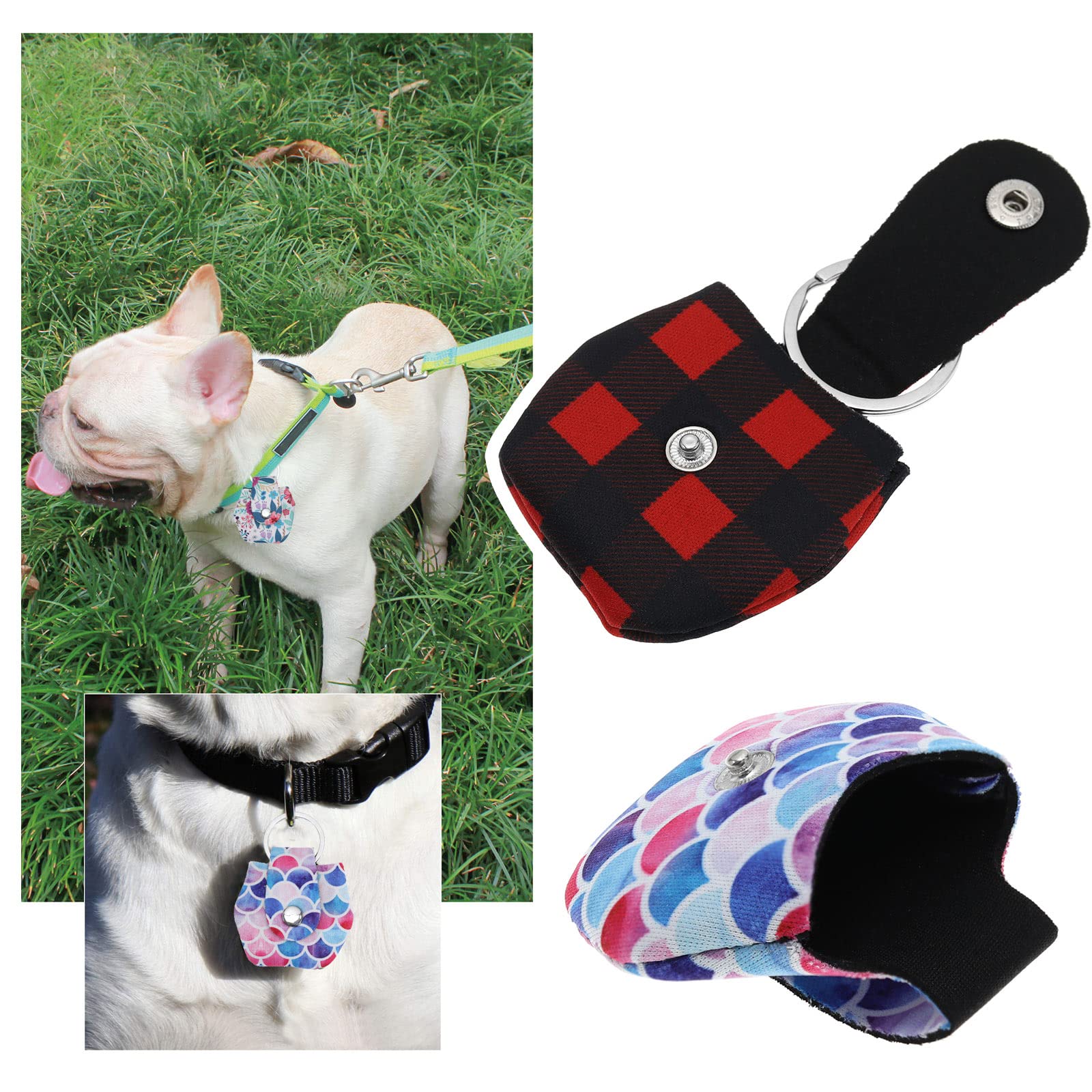The Lord Of The Tools 4Pcs Dog Tag Silencer With Tag Ring Submersible Cotton Fabric Dog Id Tag Holder Pouches Pet Nameplate Bag