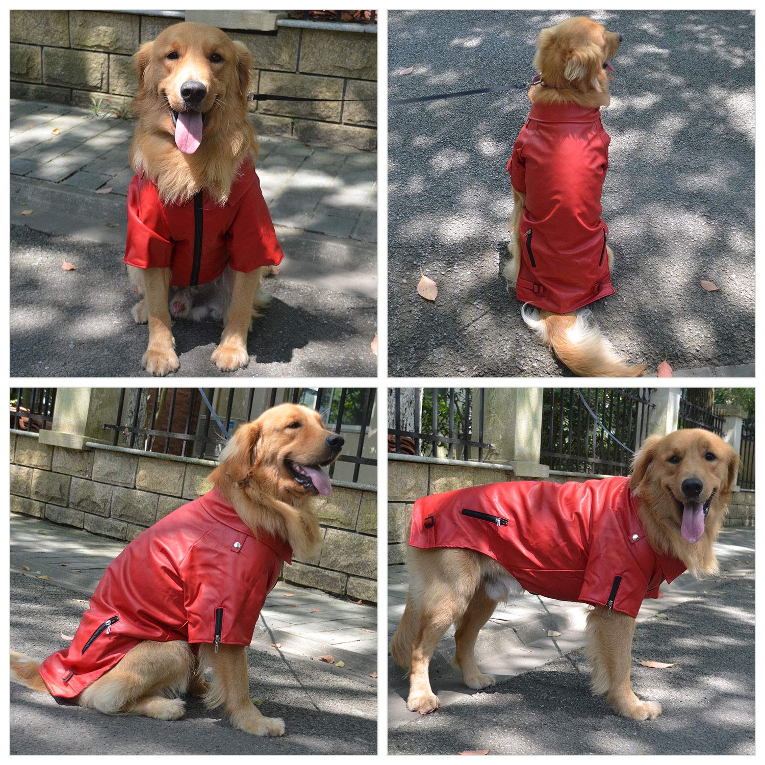 Lovelonglong Cool Dog Leather Jacket, Warm Coats Dogs Windproof Cold Weather Coats For Large Medium Small Dogs, Toy Poodle Cloth