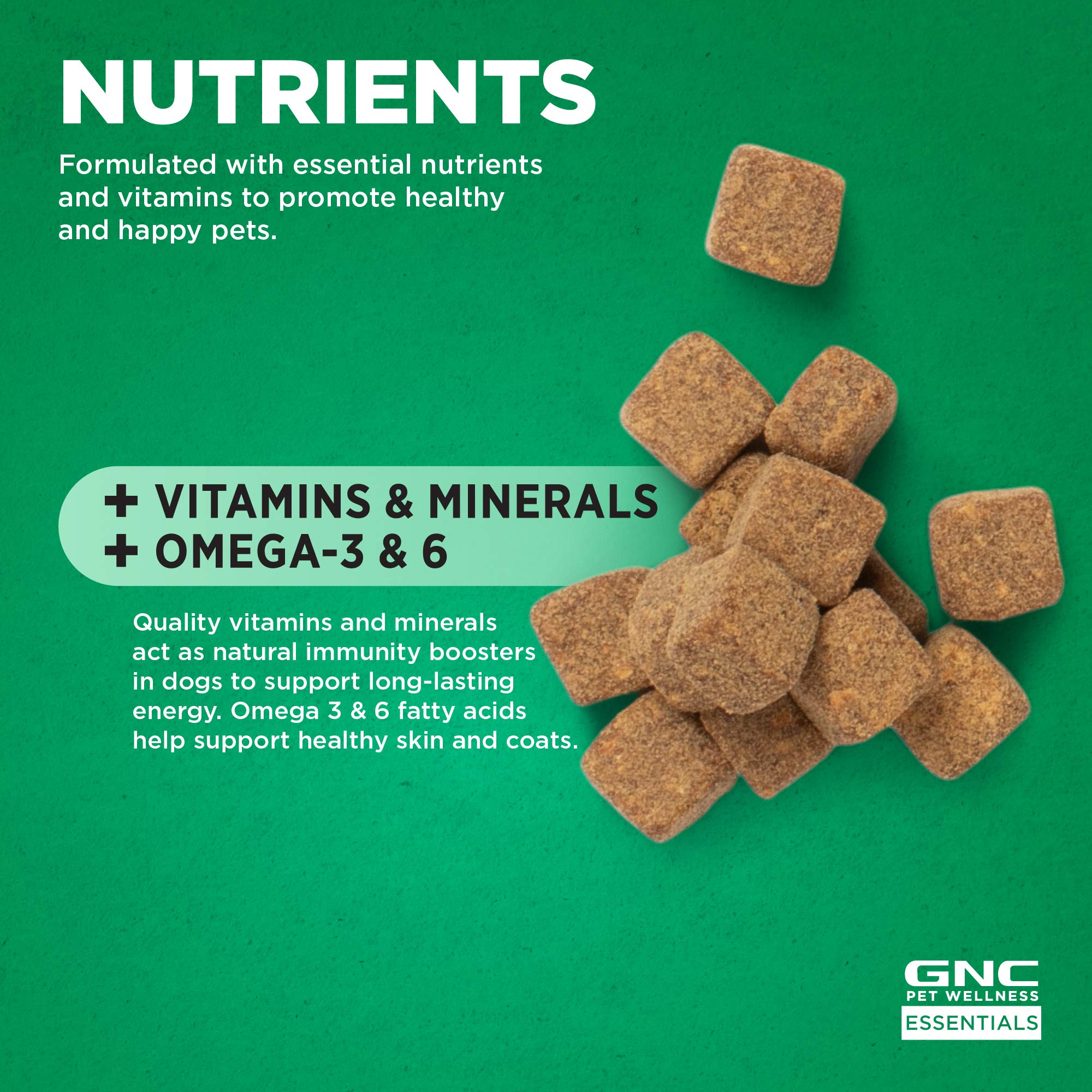 GNC for Pets Essentials Dog Multivitamin Soft Chews, 60 Ct - 3 Pack | Salmon Oil Dog Supplement Immune Booster | Chicken Flavor