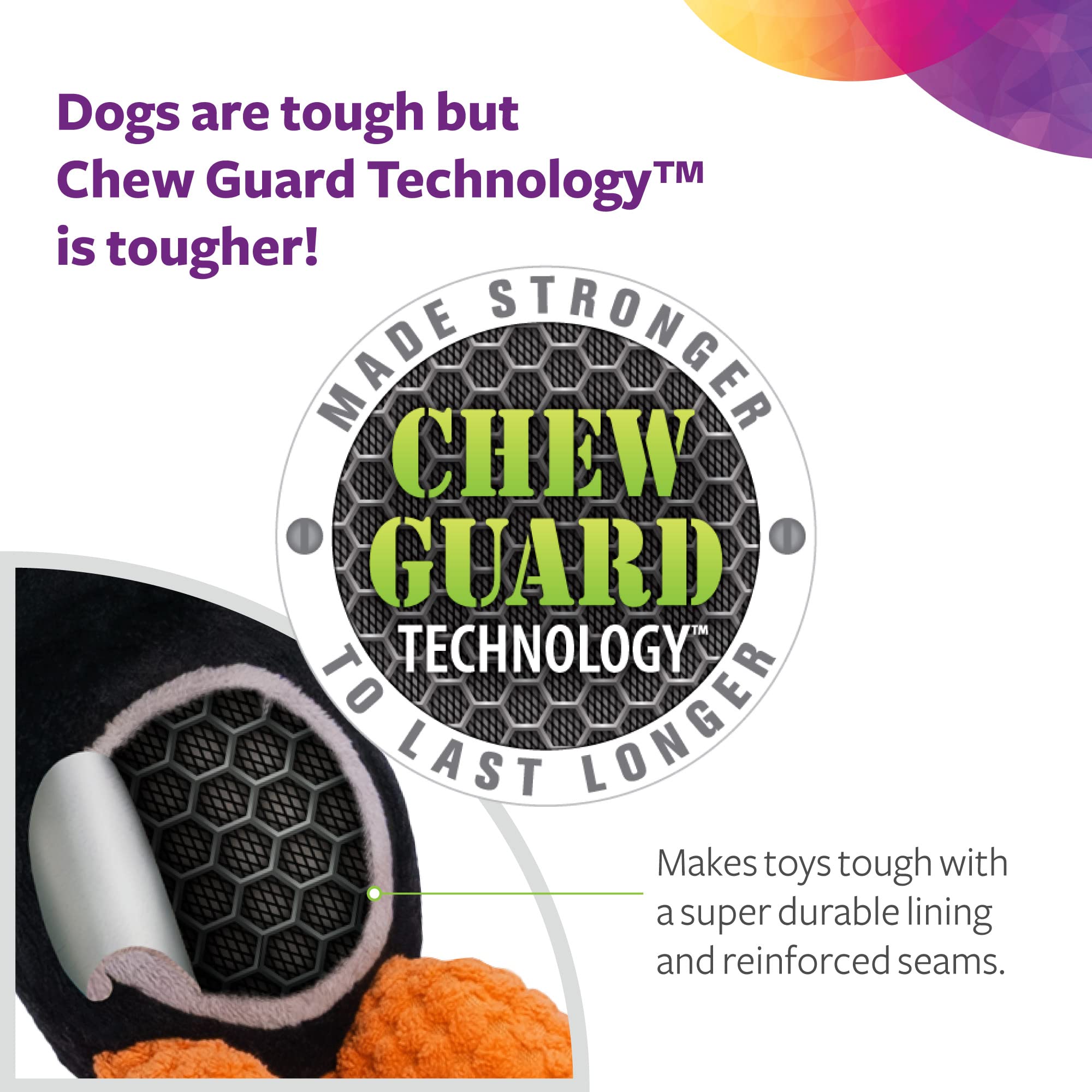 Trustypup Tough 'N Fun Long Neck Duck Squeaky Plush Dog Toy, Chew Guard Technology - Green, Large