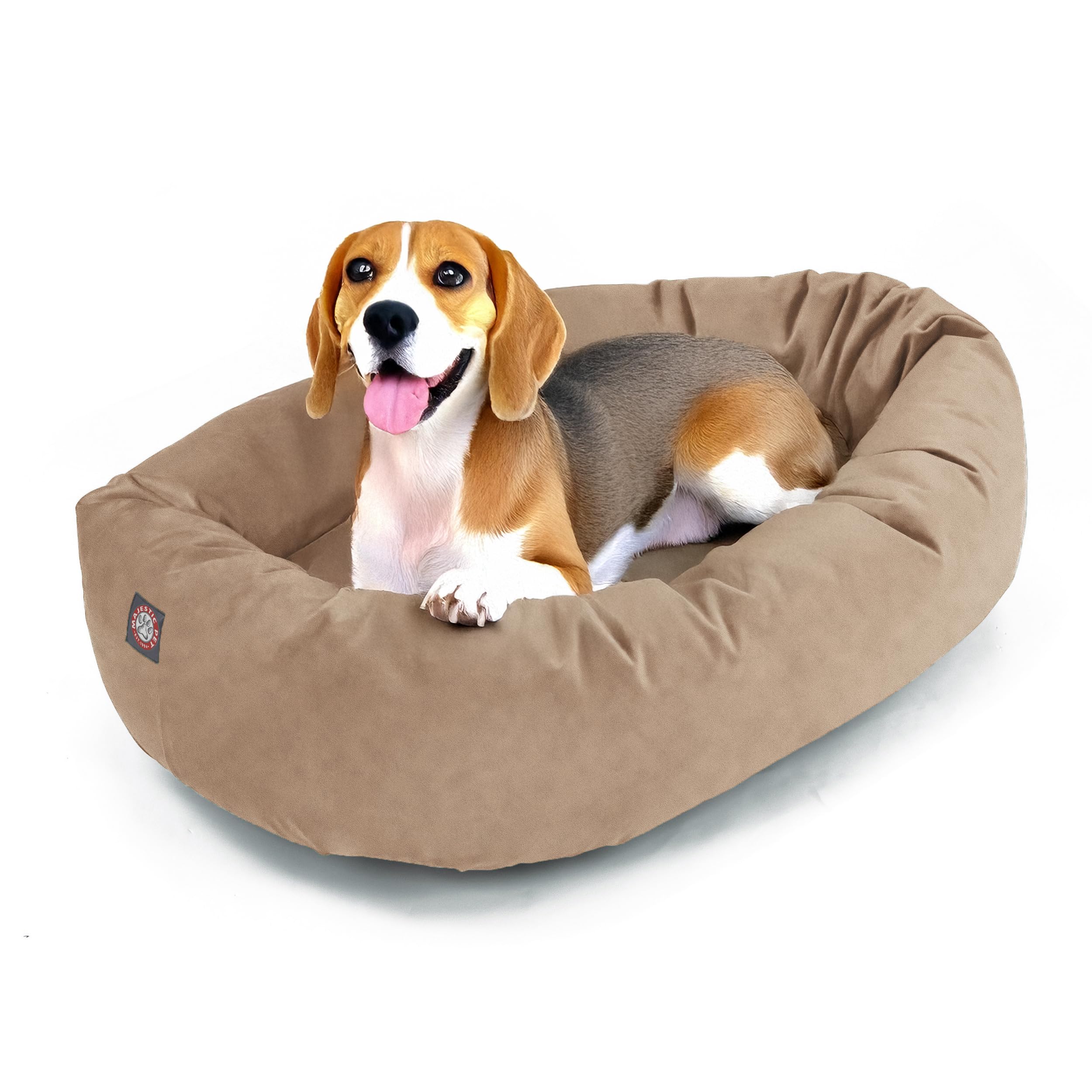 Majestic Pet 32 Inch Suede Shredded Memory Foam Mix Calming Medium Dog Bed Washable 32 x 23 x 7 (Inch) - Cozy Soft Round Donut D