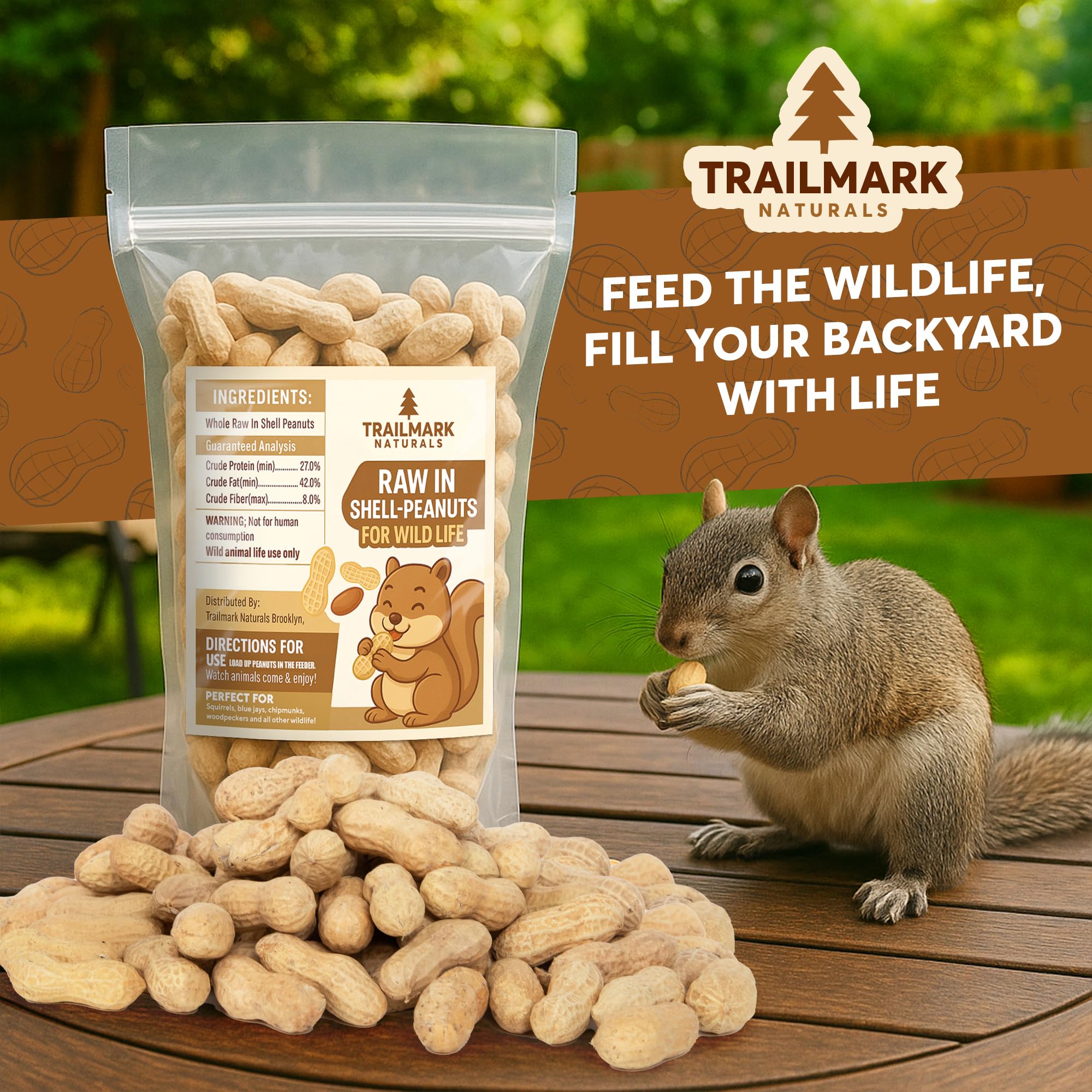 TRAILMARK NATURALS Raw Peanuts for Squirrels & Birds - 25 LB, Grown in the USA
