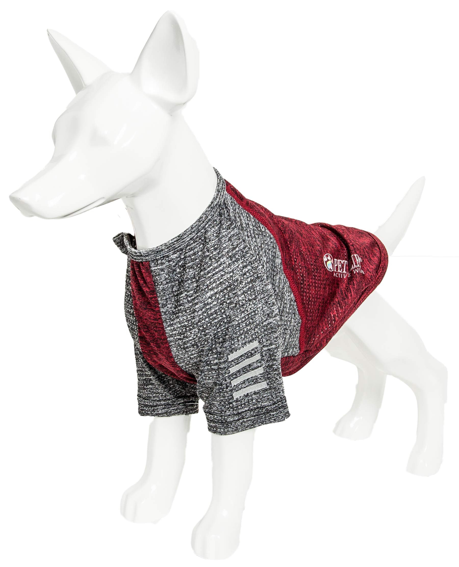 Pet Life Active Hybreed 4-Way Stretch Two-Toned Performance Dog T-Shirt, Medium, Maroon