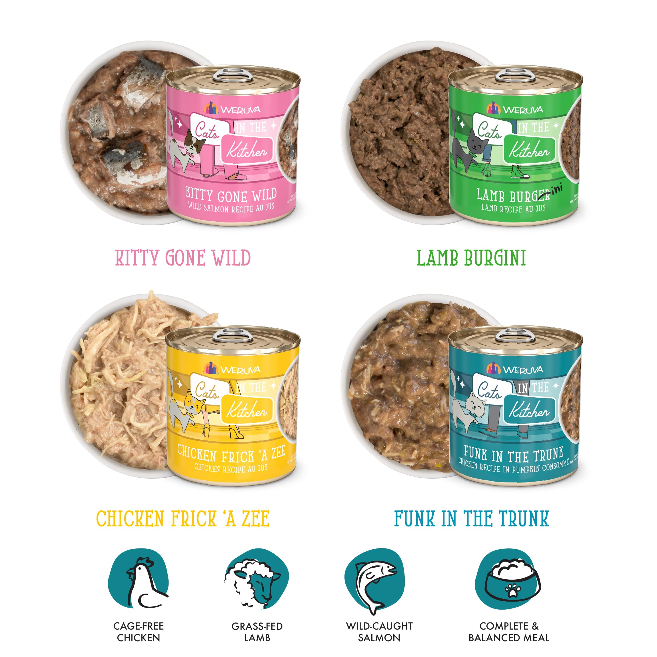 Weruva Cats in The Kitchen Kitchen Cuties Variety Pack Wet Cat Food 10oz Cans (Pack of 12) Multi