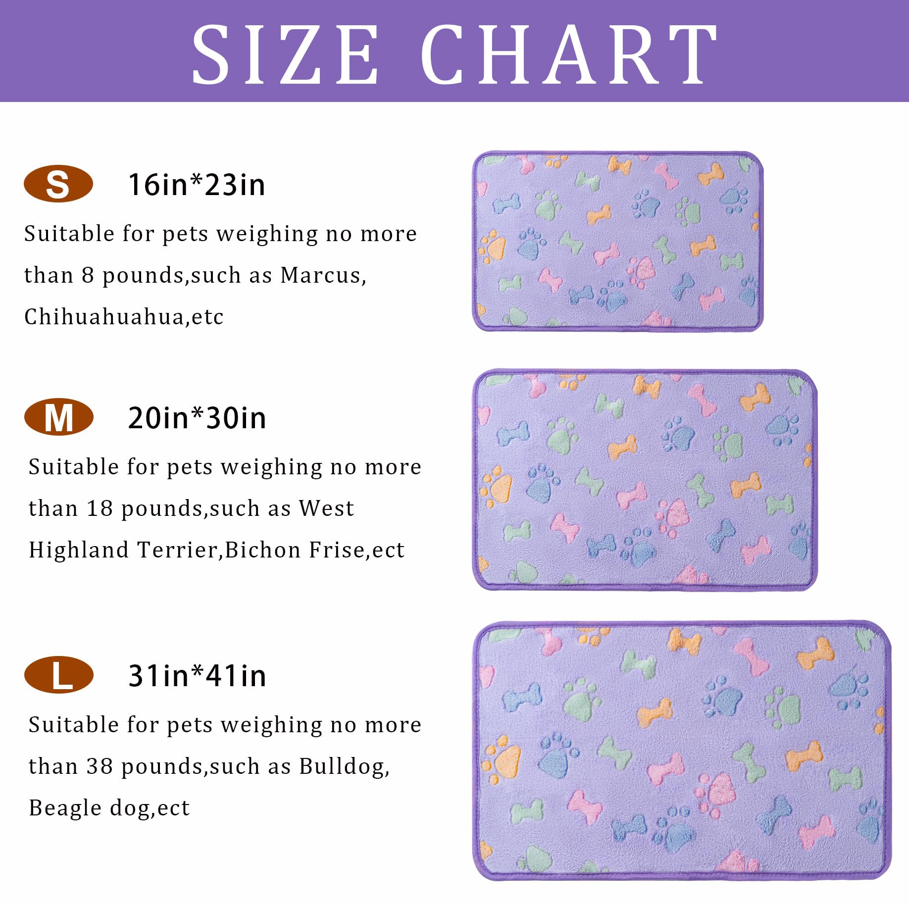 1 Pack 3 Blankets Super Soft Fluffy Premium Fleece Pet Blanket Flannel Paw Printed Throw For Dog Puppy Cat (Small 23X16'', Purpl