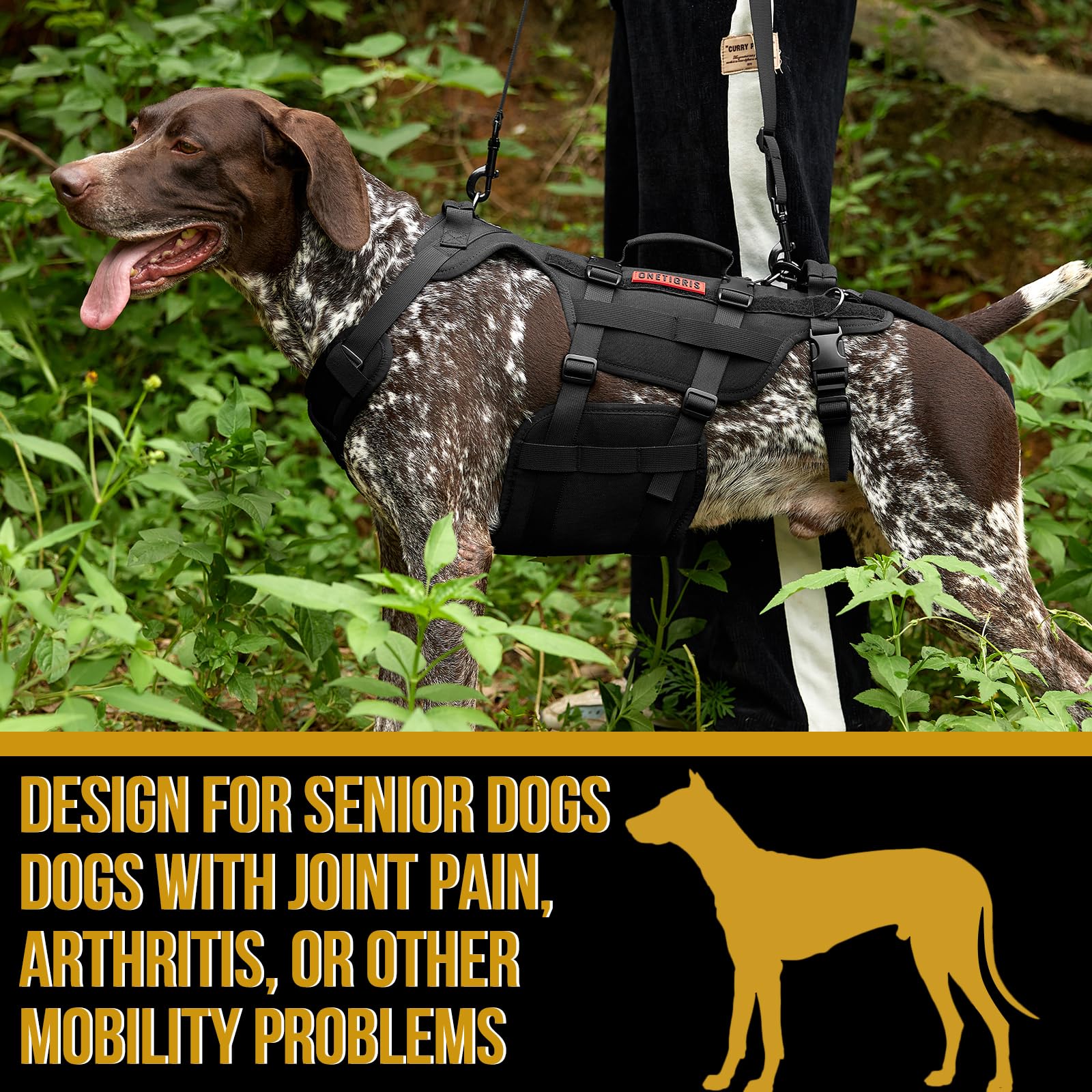 Onetigris Dog Lift Harness For Large Dogs, Dog Hip Support Brace, Full Body Dogs Lifter With Handles Invictus Multifunctional Mo