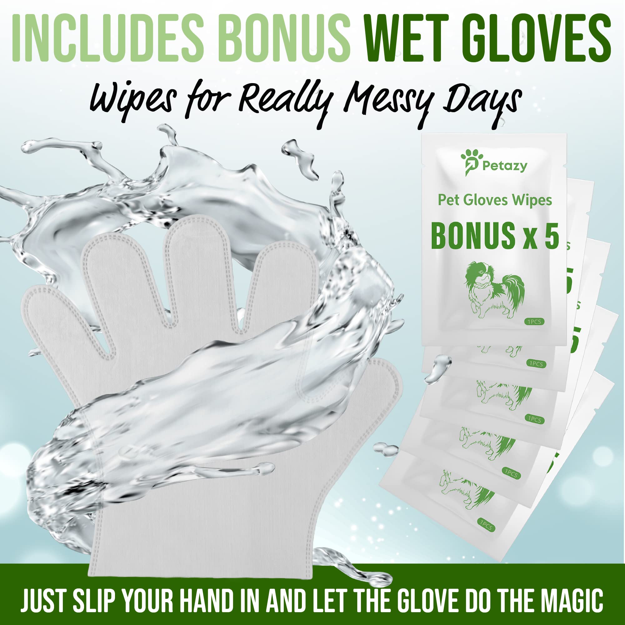 Petazy Dog Wipes - 400 Organic Lavender Scented Cleaning Wipes + 5 Bonus Glove Wipes for Paws, Butt, Ears, and Eyes