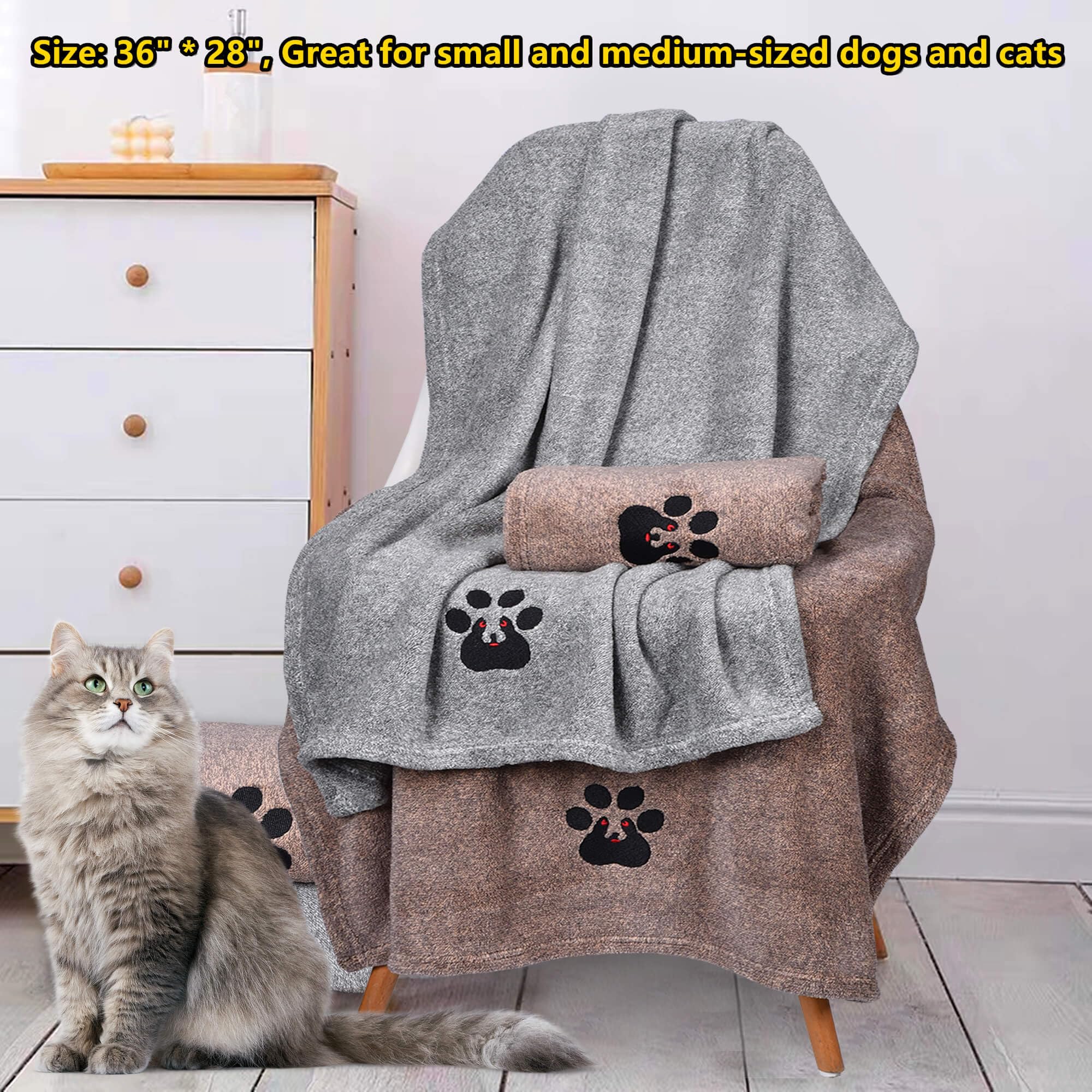 Dogvingpk Dog Towels For Drying Dogs - Pack Of 2 - Super Absorbent Soft Microfiber Pet Bath Grooming Towel For Dogs And Cats & M