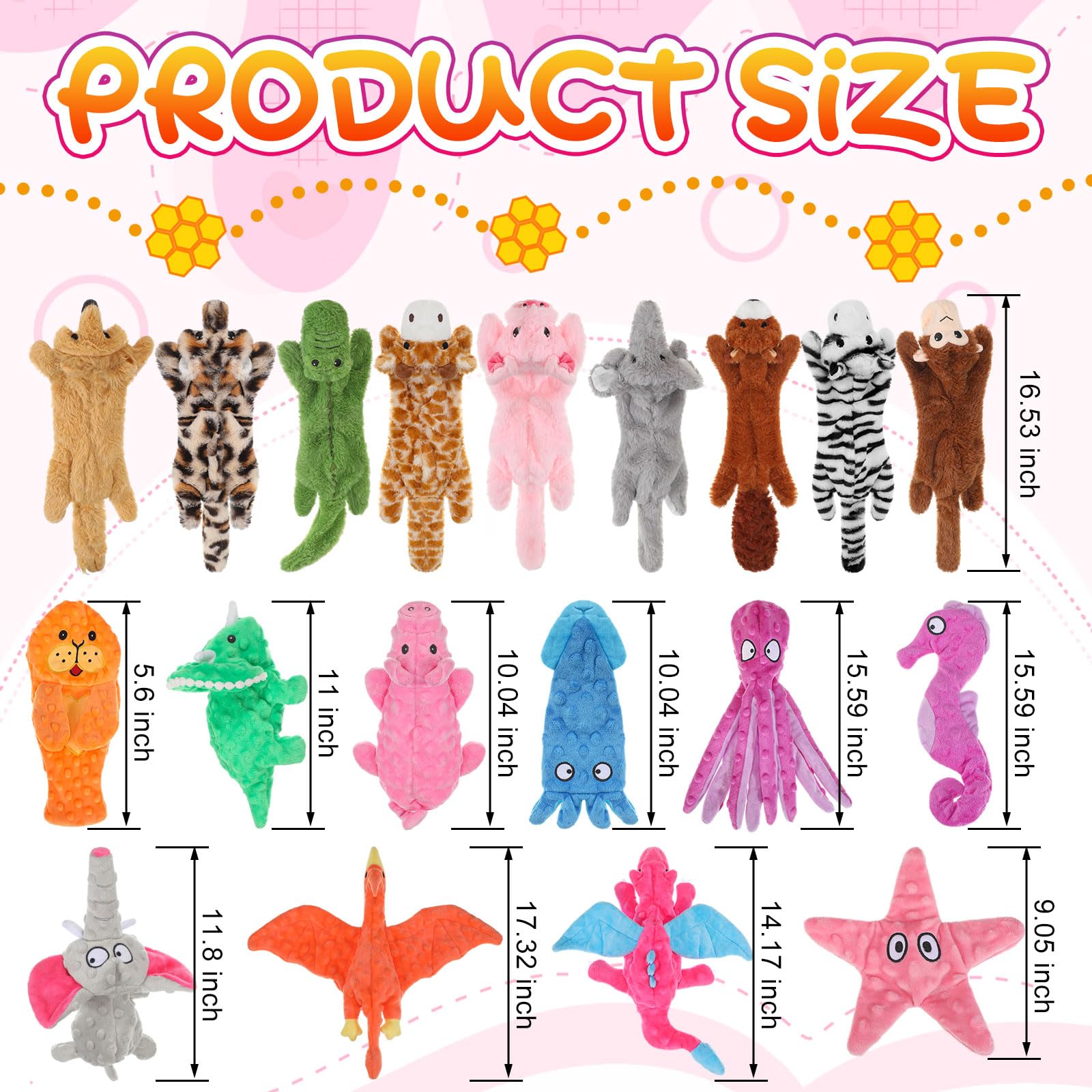Outus 20 Pcs No Stuffing Dog Squeaky Toys Bulk For Aggressive Chewers, Crinkle Teething Chew Plush Toys For Small Medium Large P