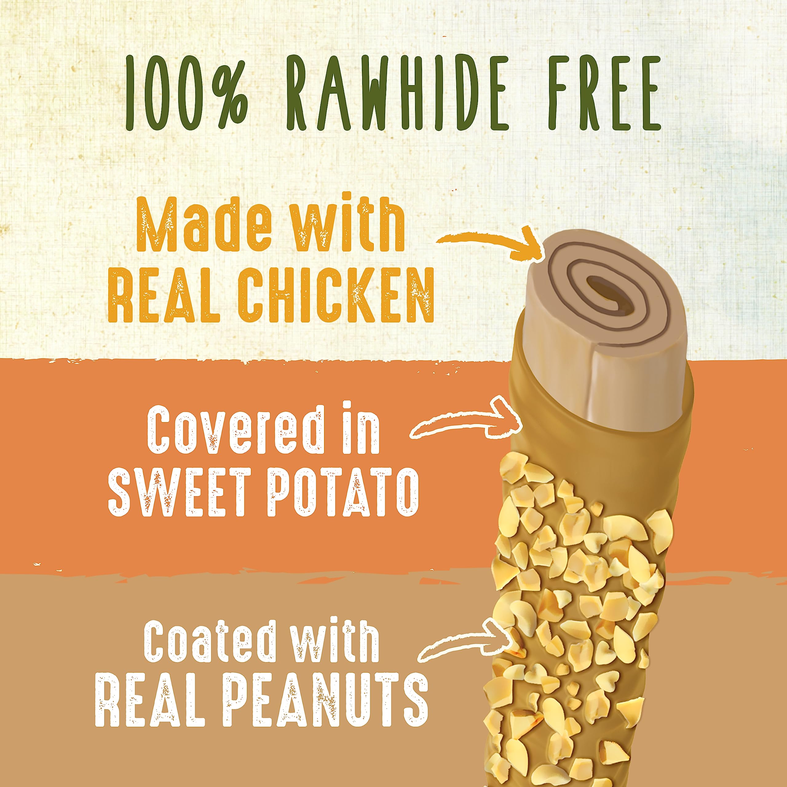 Cadet Smart Hide Peanut Coated Rawhide Free Dog Treats, 4.23 oz, 2 Count