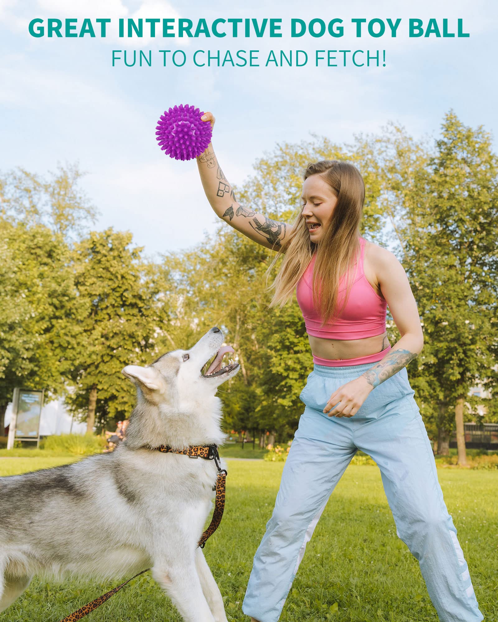 Pweituoet 2 Pack 4.5? Heavy Duty Squeaky Dog Ball For Medium Large Dogs, Spikey Dog Ball Toys For Clean Teeth And Training, Larg