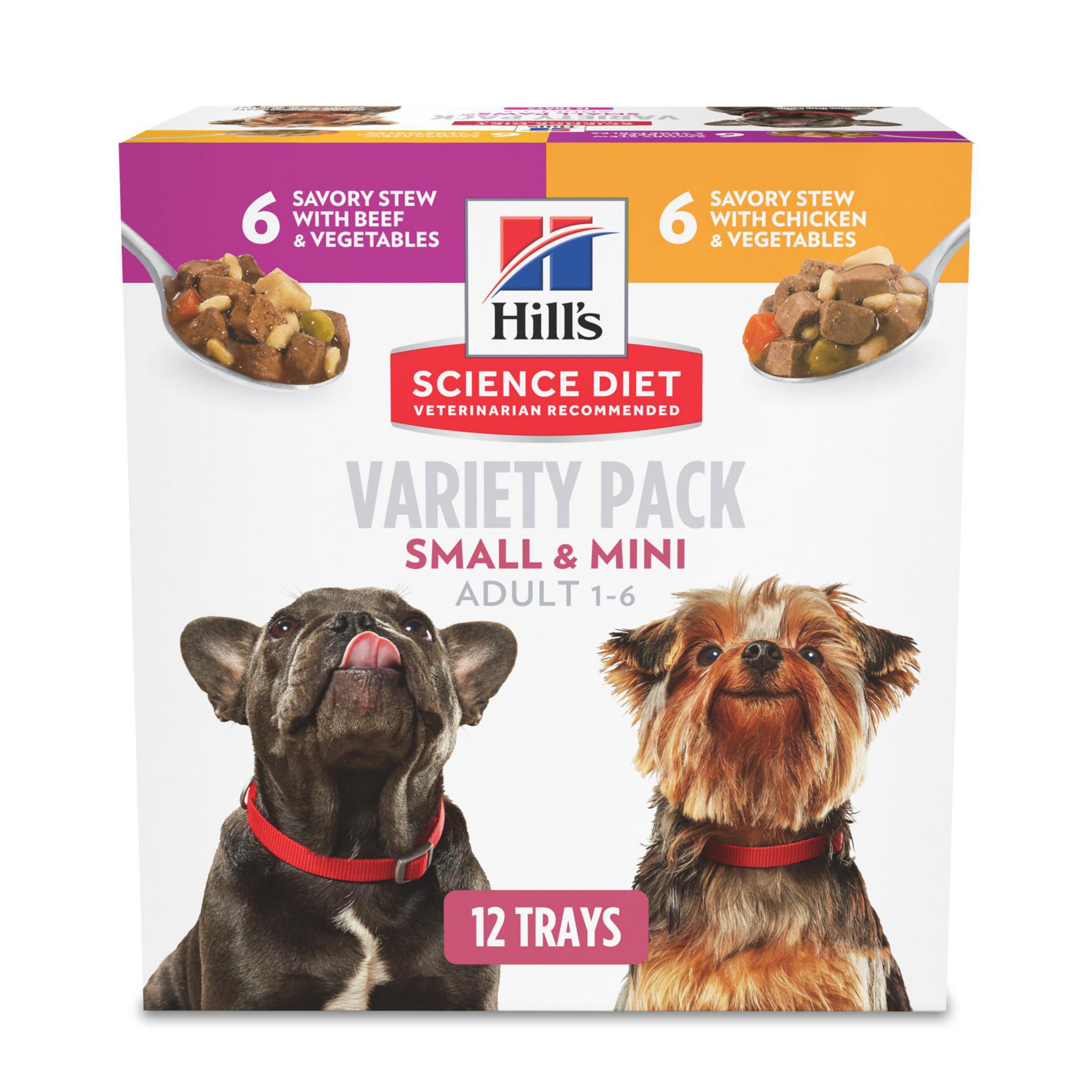 Hills Science Diet Small & Mini, Adult 1-6, Small & Mini Breeds Premium Nutrition, Wet Dog Food, Variety Case: Chicken & Vegeta